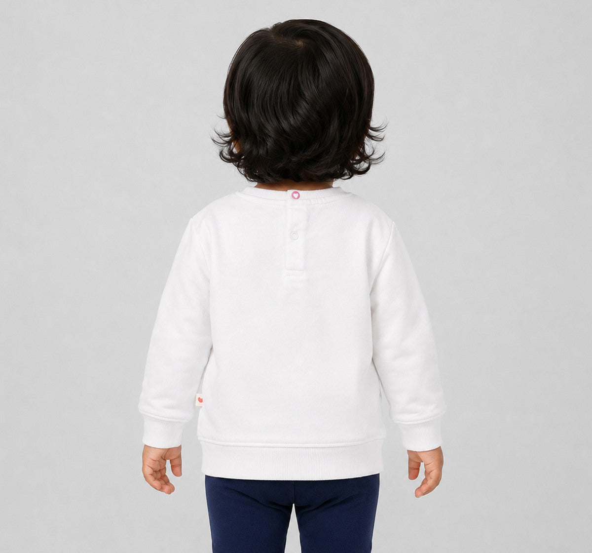 Sweatshirt with Print & Bow Applique Off-White
