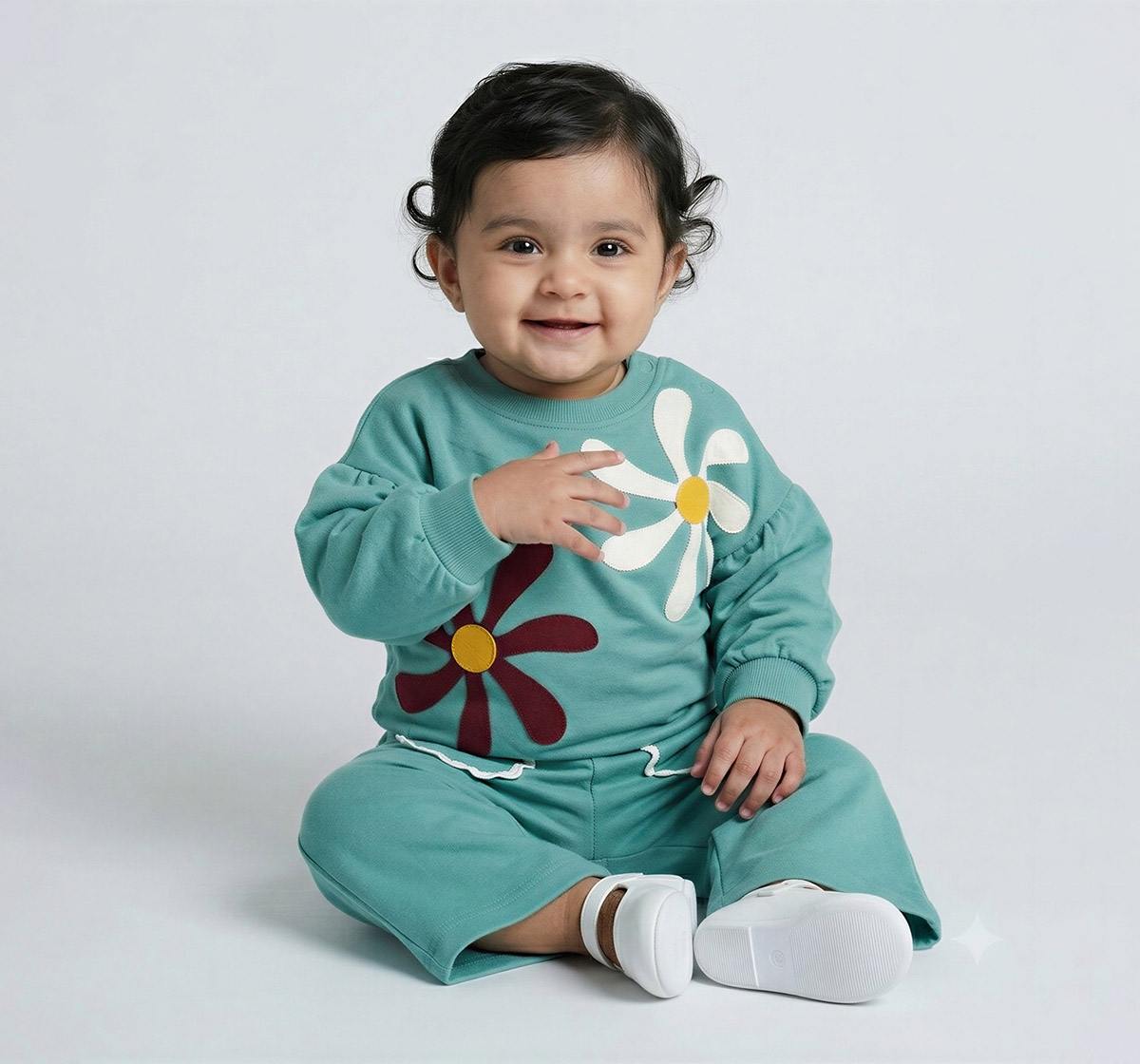 Sweatshirt Applique Embroidery Teal