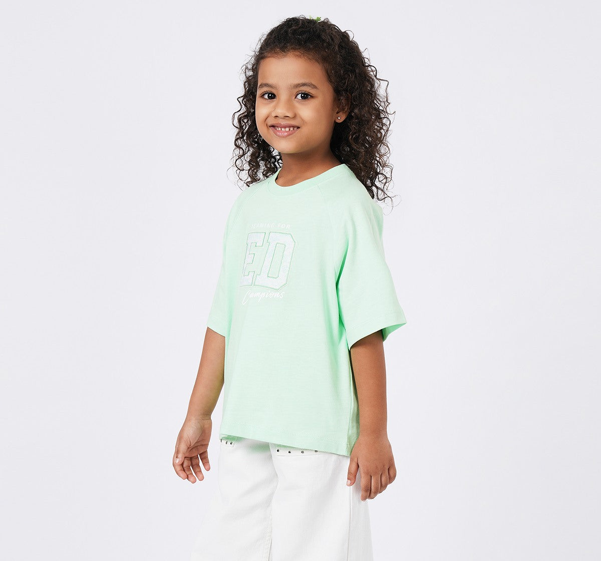 Anti Fit T Shirt with Print Green