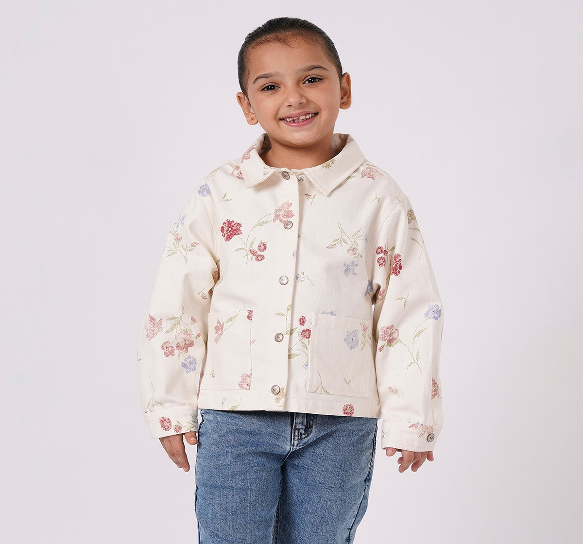 Regular Length Printed Shacket Multicolor
