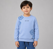 Boys Light Blue Graphic Print Regular Fit Sweatshirt
