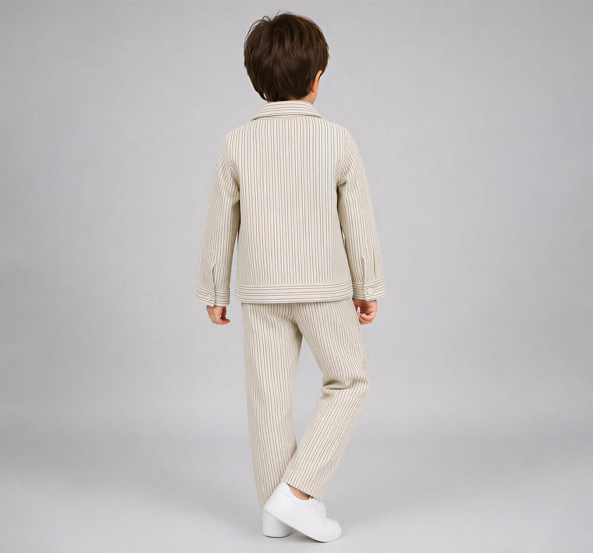 Striper Shacket & Jogger Coordinate Set Black and White