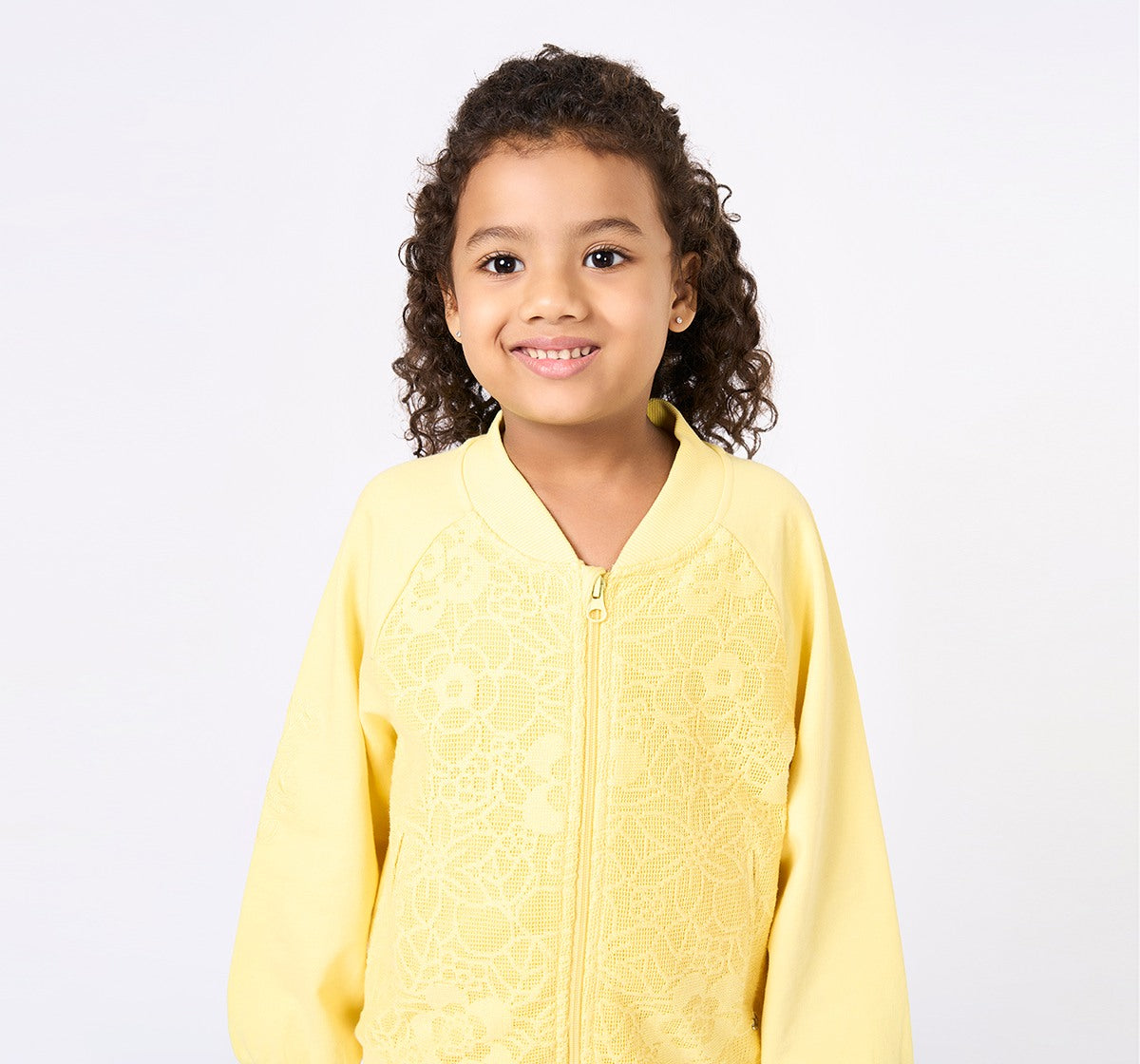 Jacket and Pant with Lace Panels Set Yellow