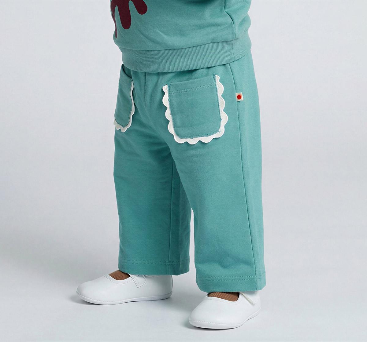Solid Knit Trouser with Patch Pcoket Teal