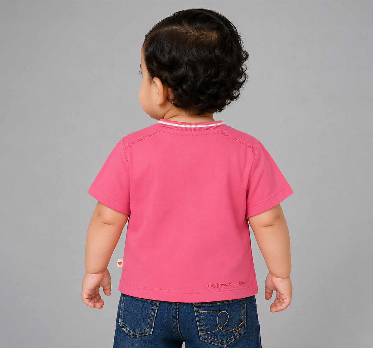 Cropped Tee with Chest Print Pink