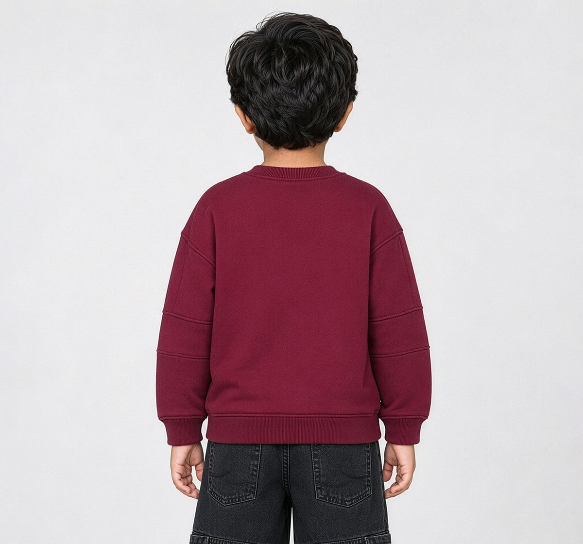 Knit Sweatshirt with Applique Patch Maroon