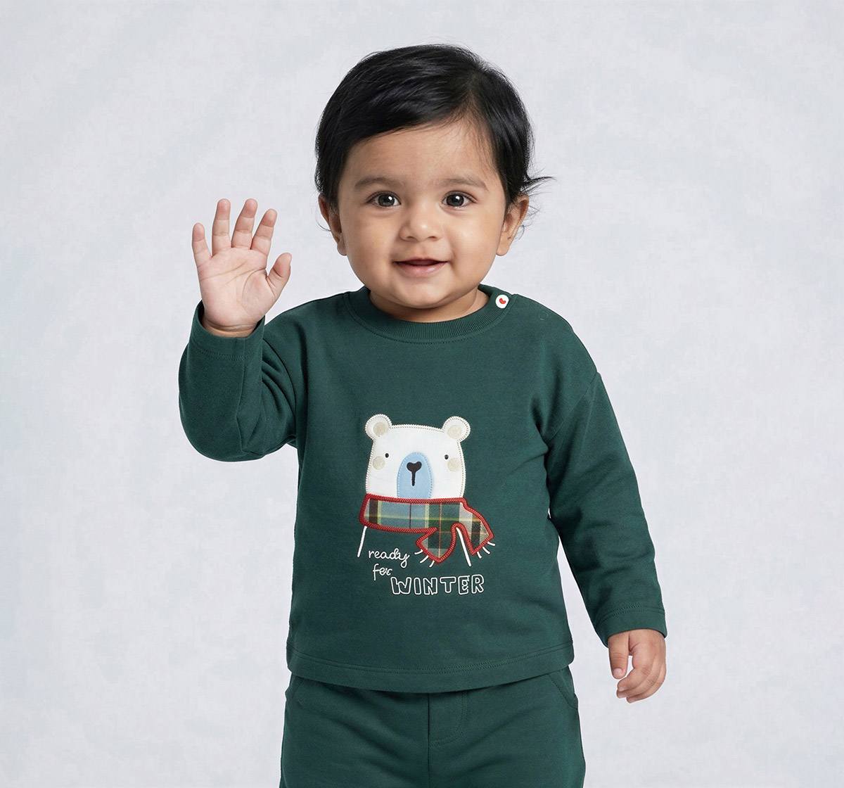 Antifit Embroidered Tee with Applique Green