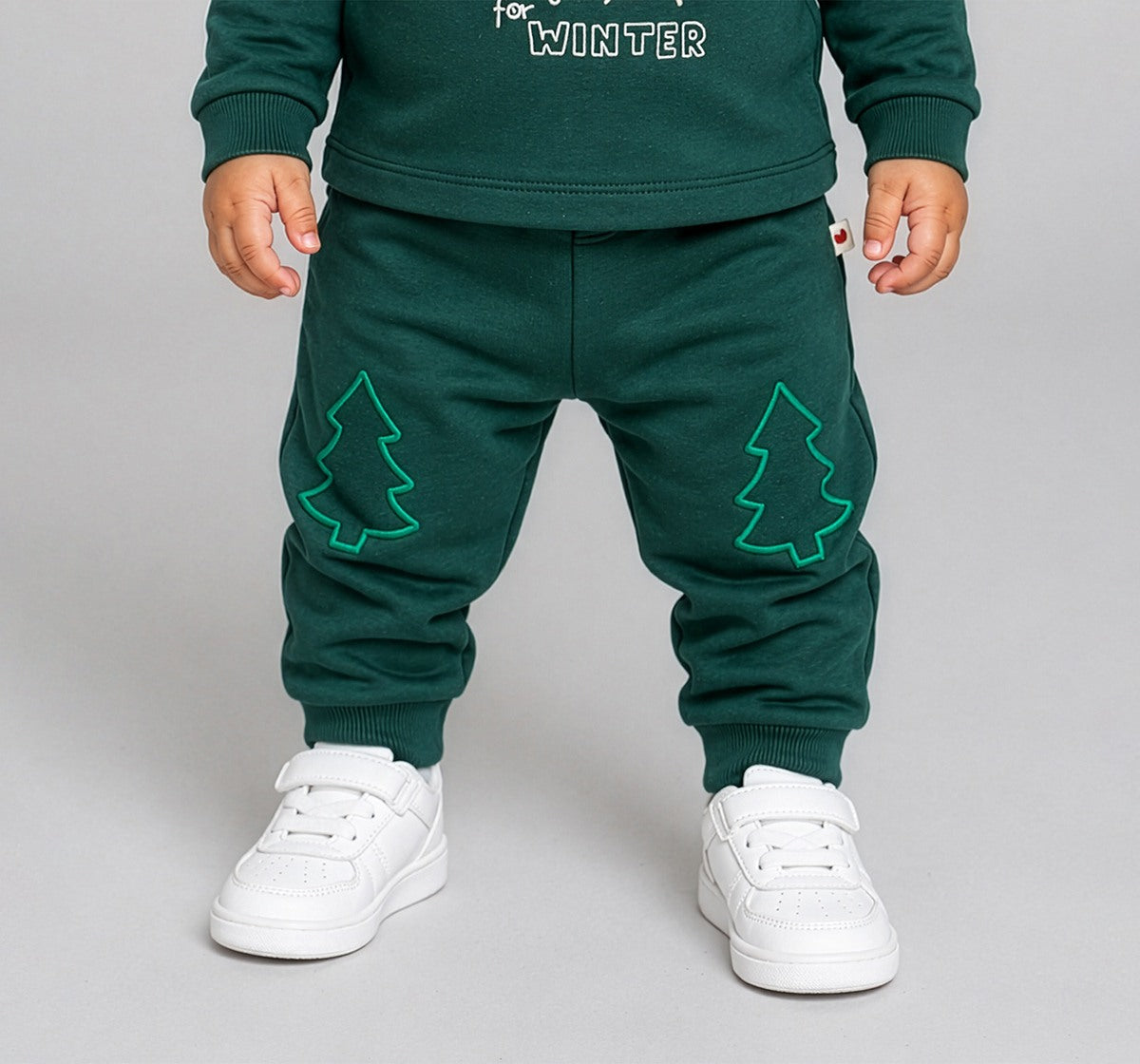Knit Joggers with Knee Patches Green
