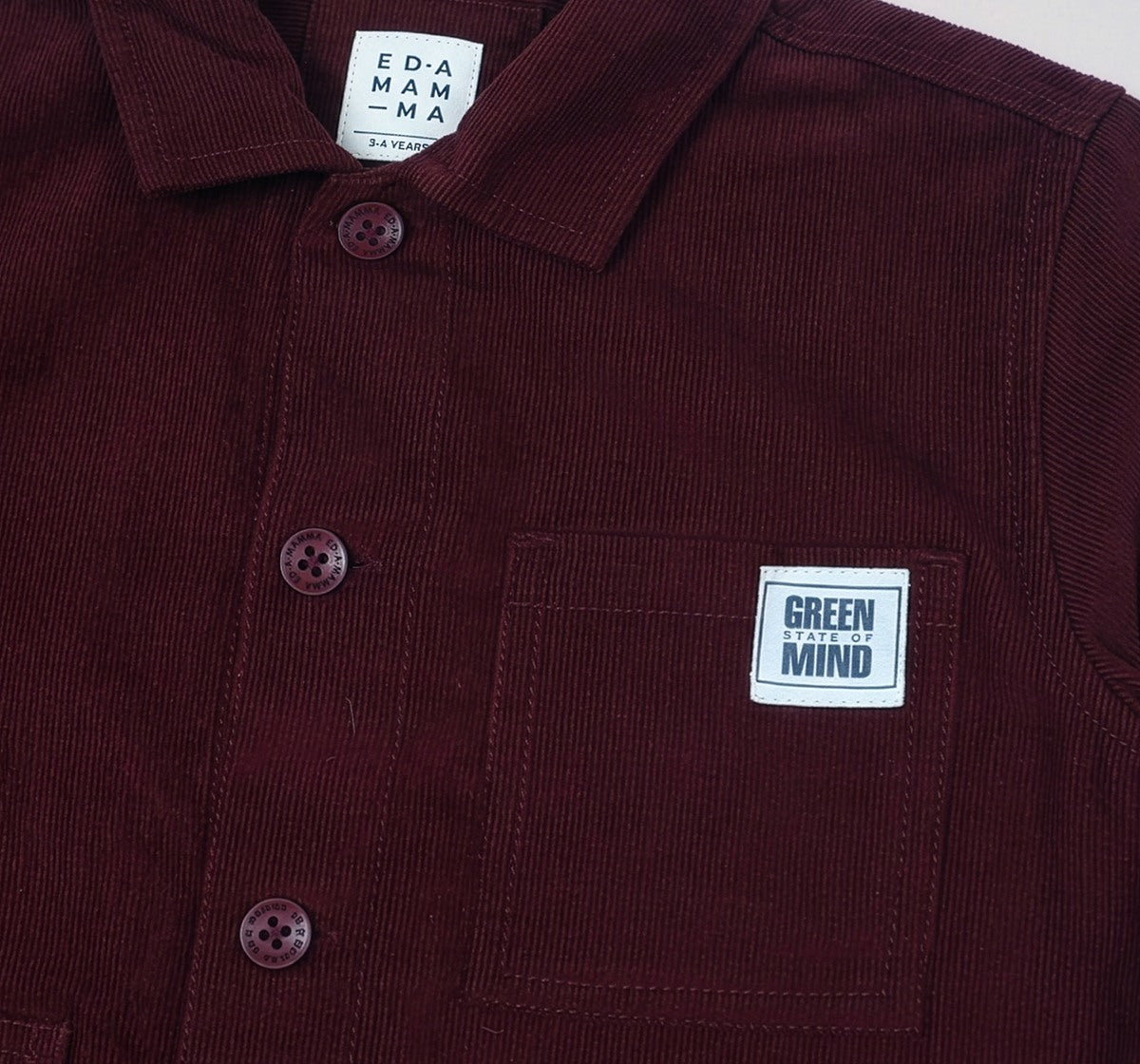 Boys Maroon Corduroy Full Sleeve Regular Fit Shirt