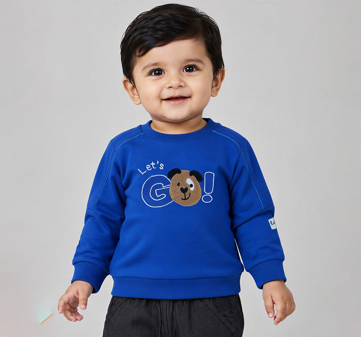 Sweatshirt with Terry Embroidery Blue