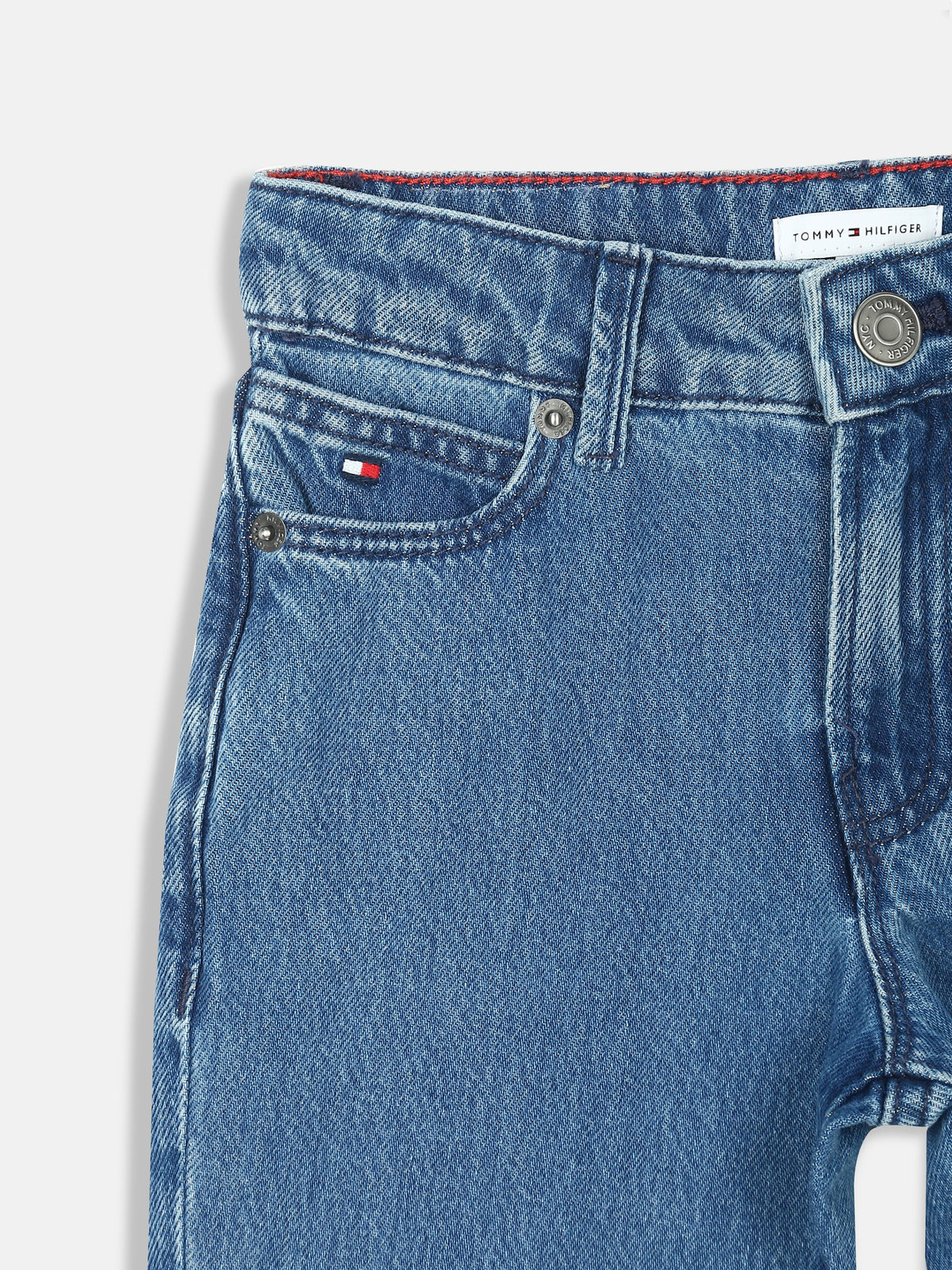 Mid-Wash Blue Lyocell Blend Straight Fit Jeans for Boys