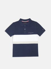 Boys Navy Colorblock Polo Knit T-Shirt