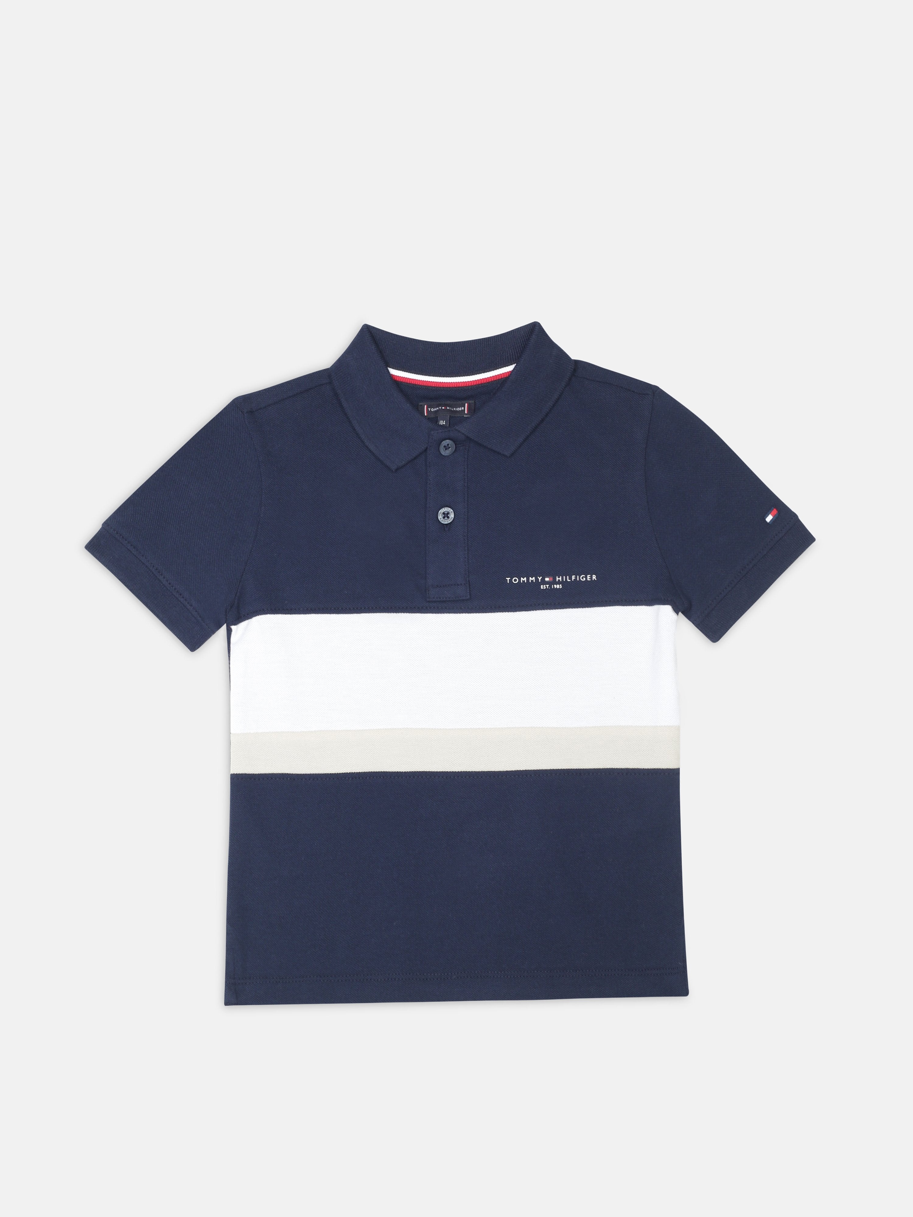 Boys Navy Colorblock Polo Knit T-Shirt