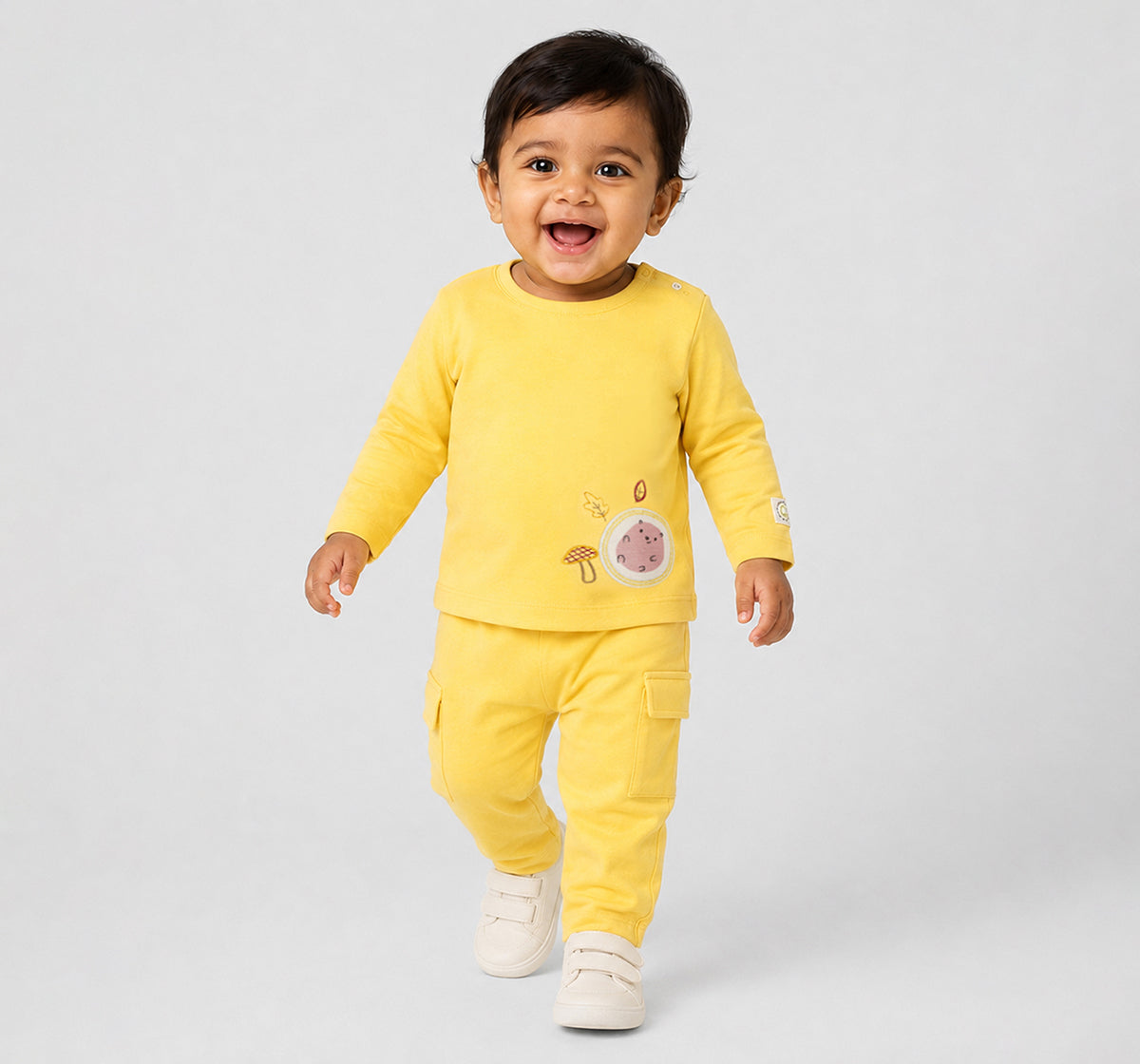 T-Shirt with Applique & Bottoms Set Yellow