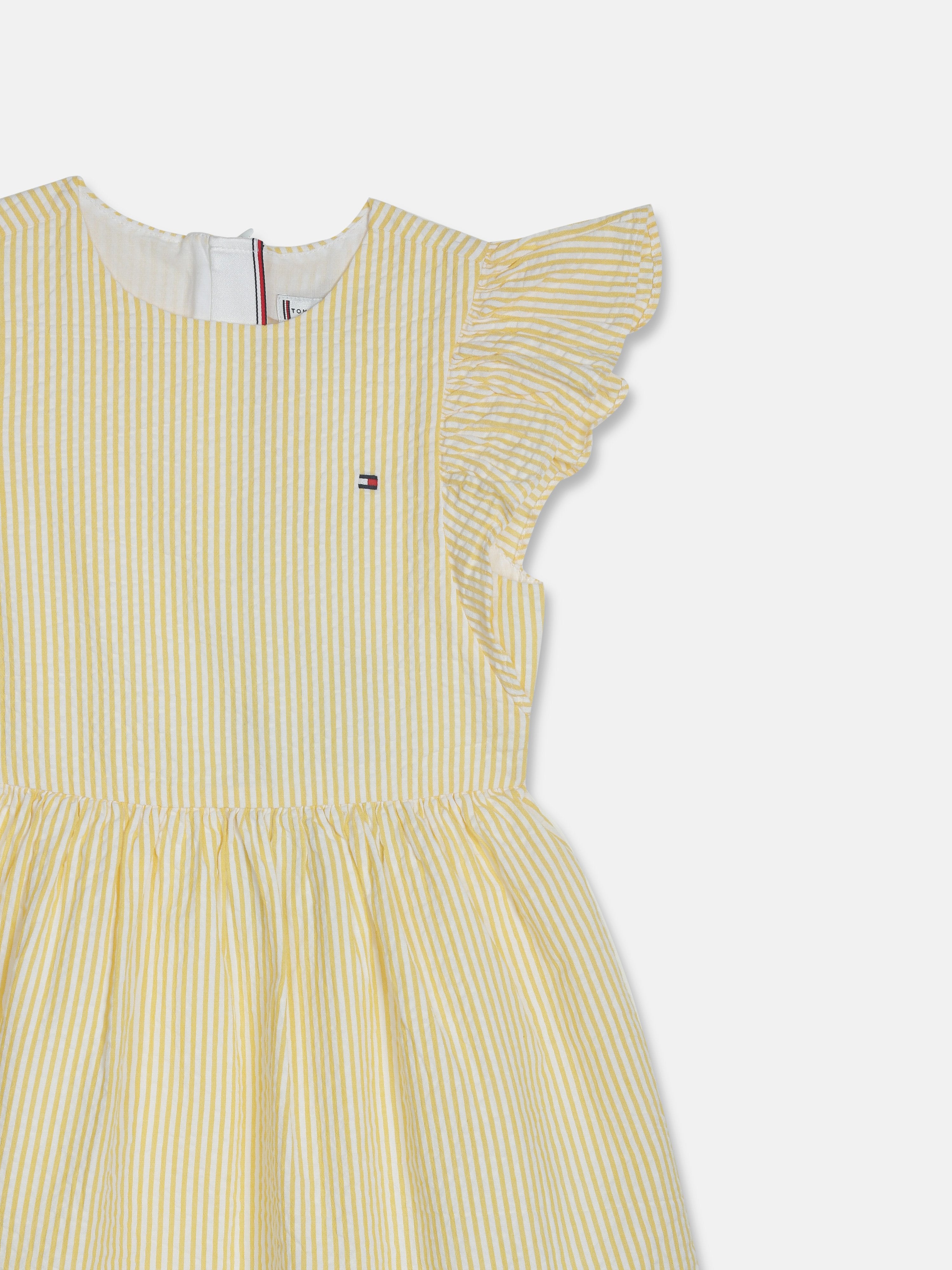 Girls Yellow Striped Knee-Length A-Line Dress