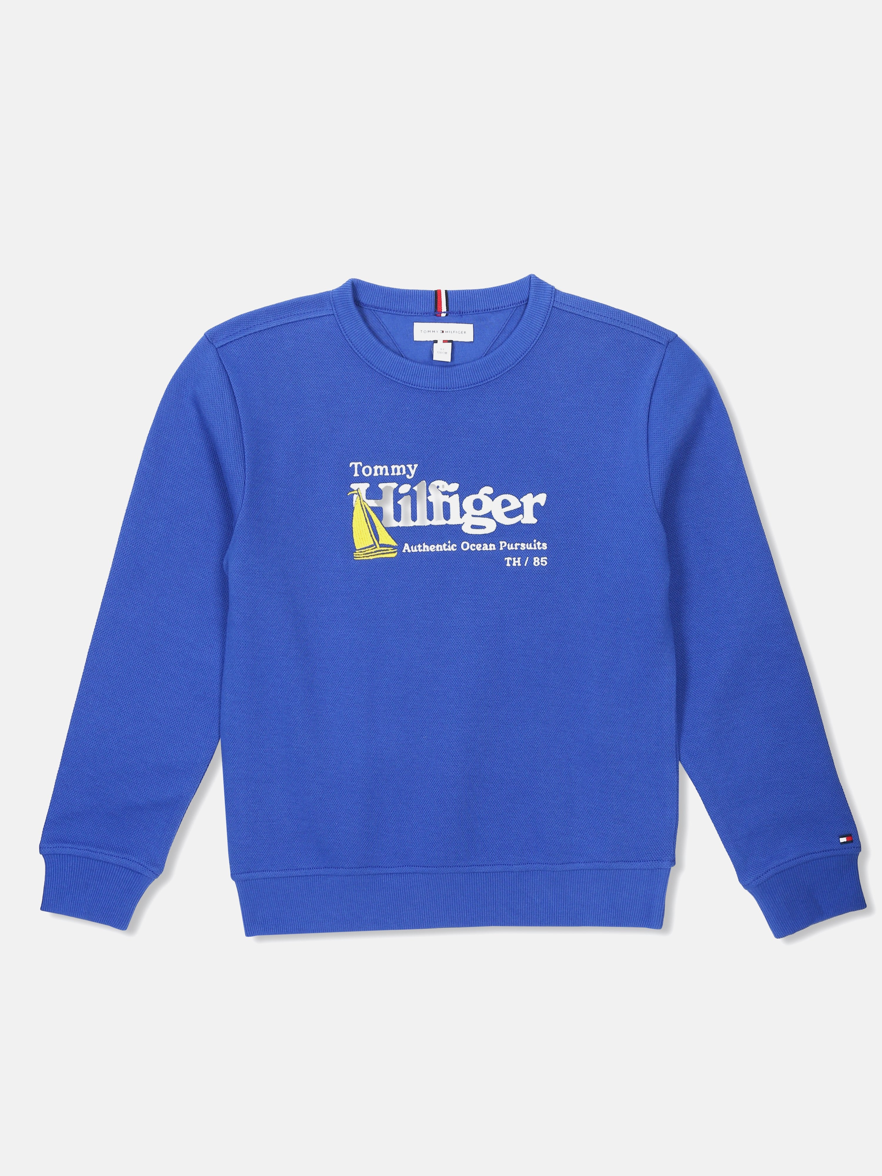 Logo Blue Regenerative Cotton Sweatshirt for Boys