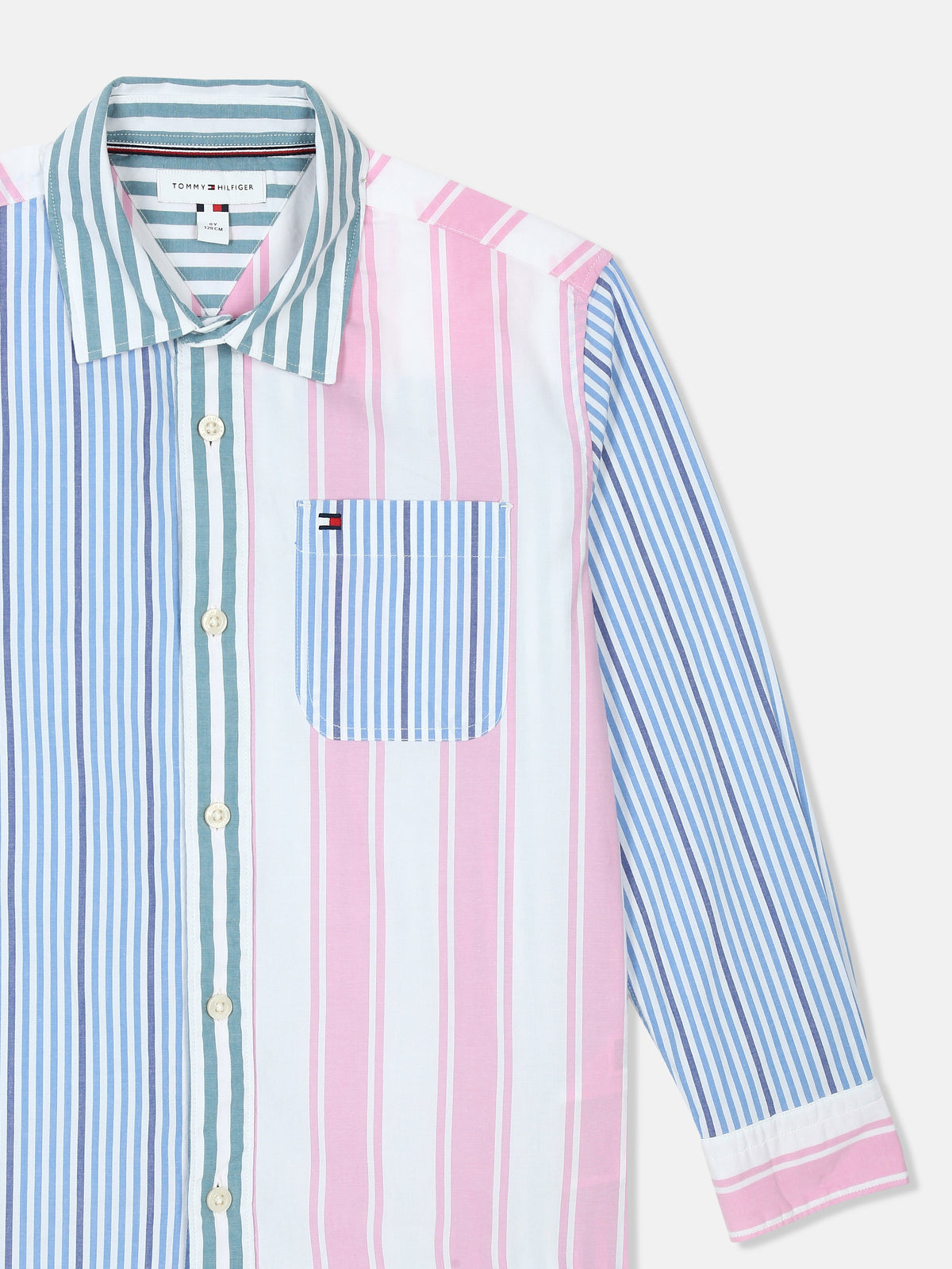 Colorblock Blue Cotton Regular Fit Shirt for Boys
