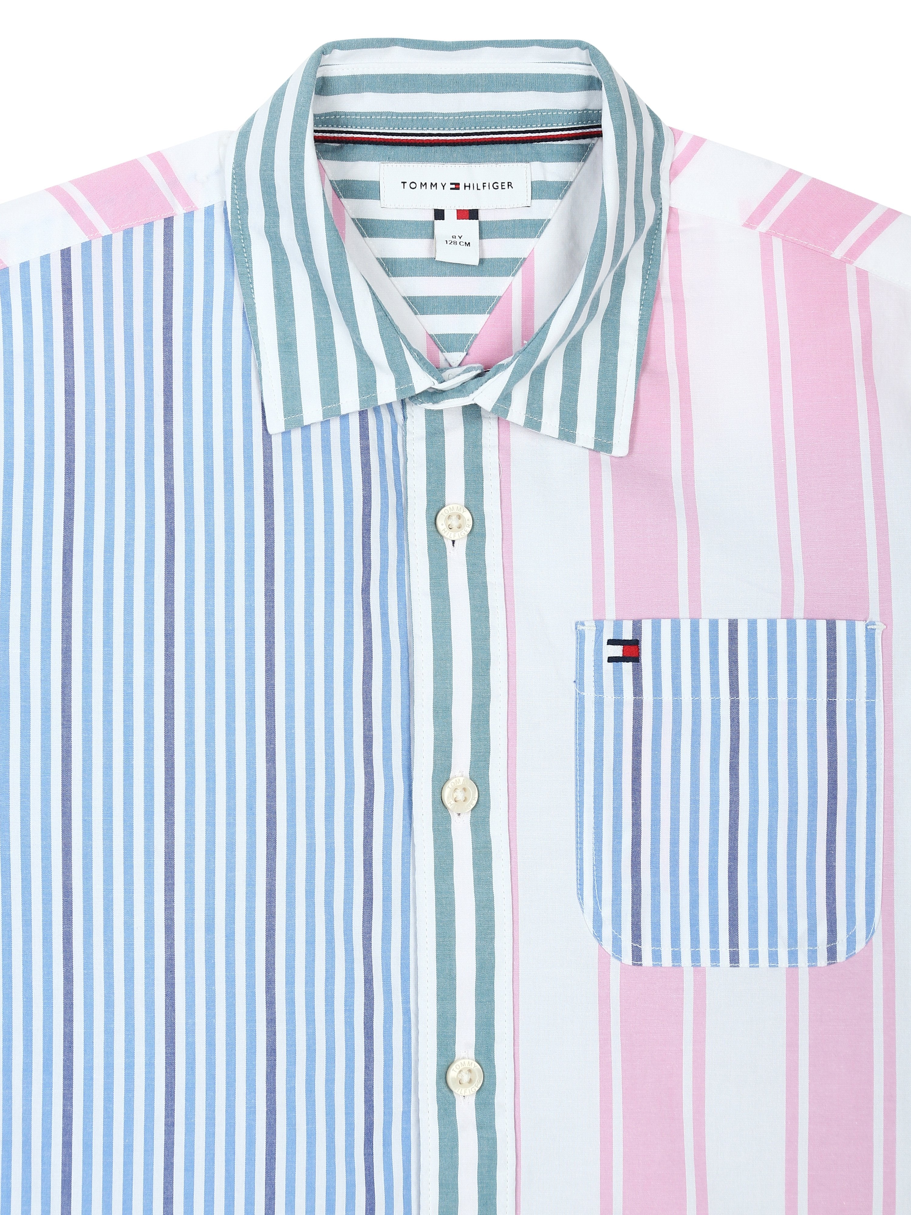 Colorblock Blue Cotton Regular Fit Shirt for Boys