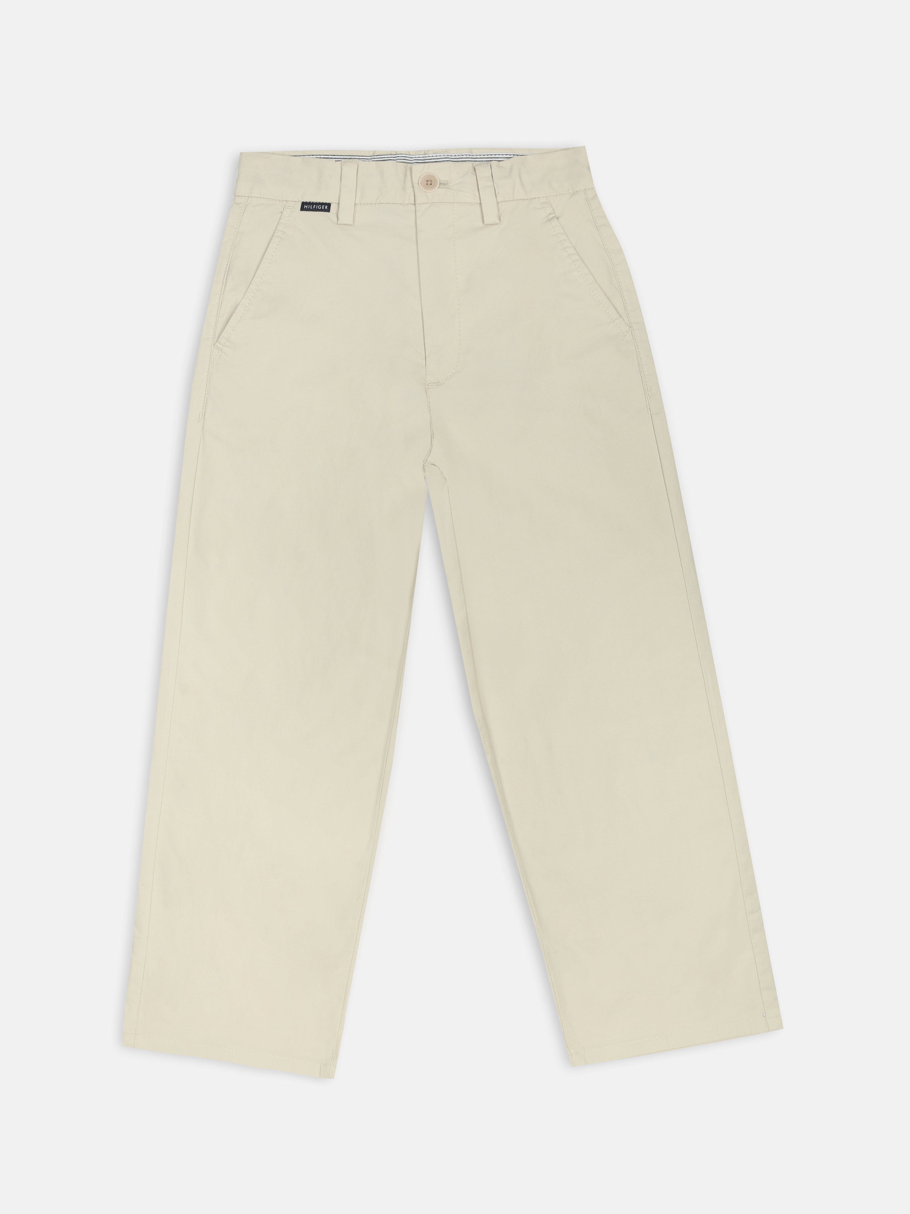 Boys Beige Baggy Fit Mid Rise Chinos