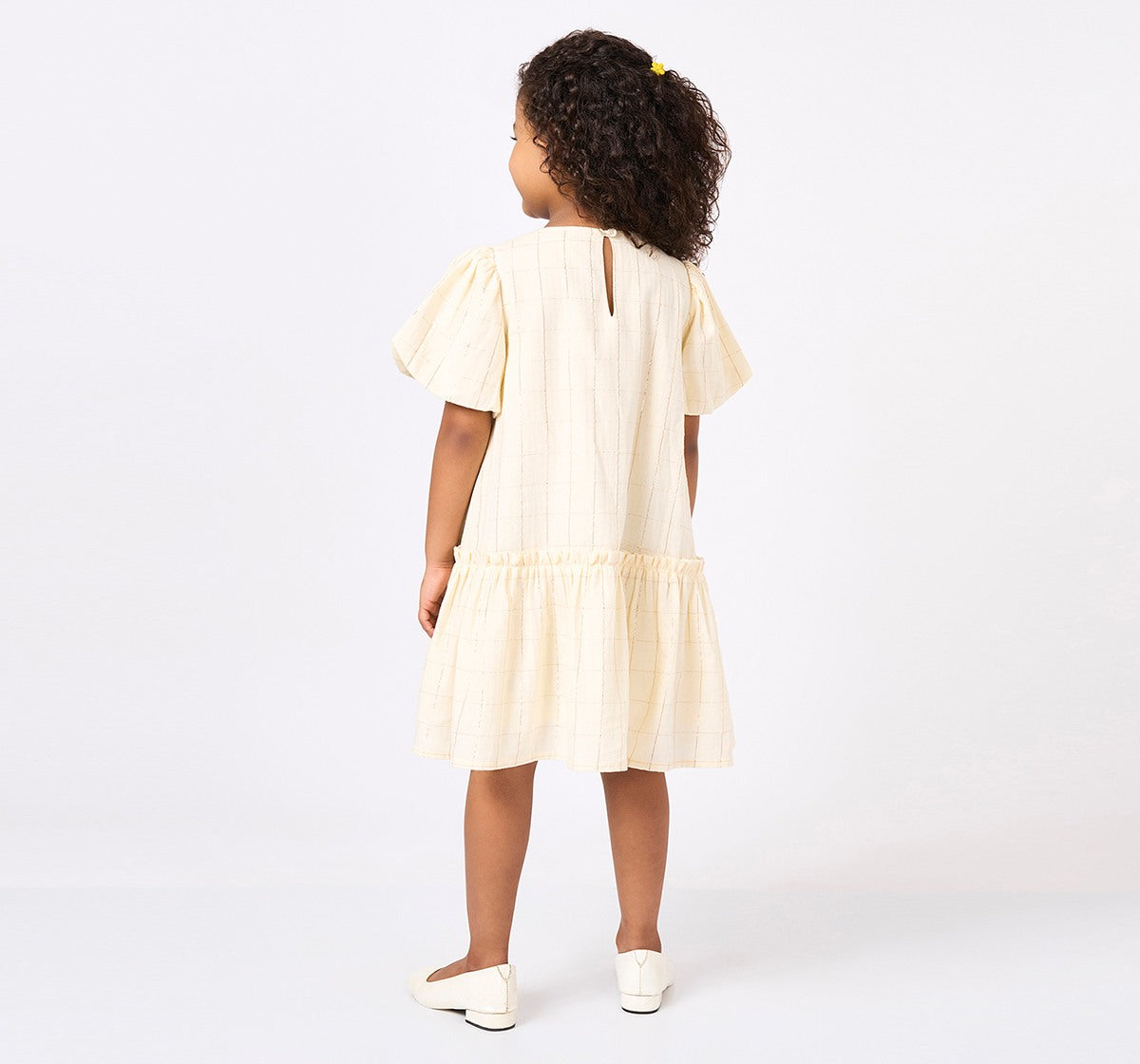 Dress with Heart Embroidery Off White