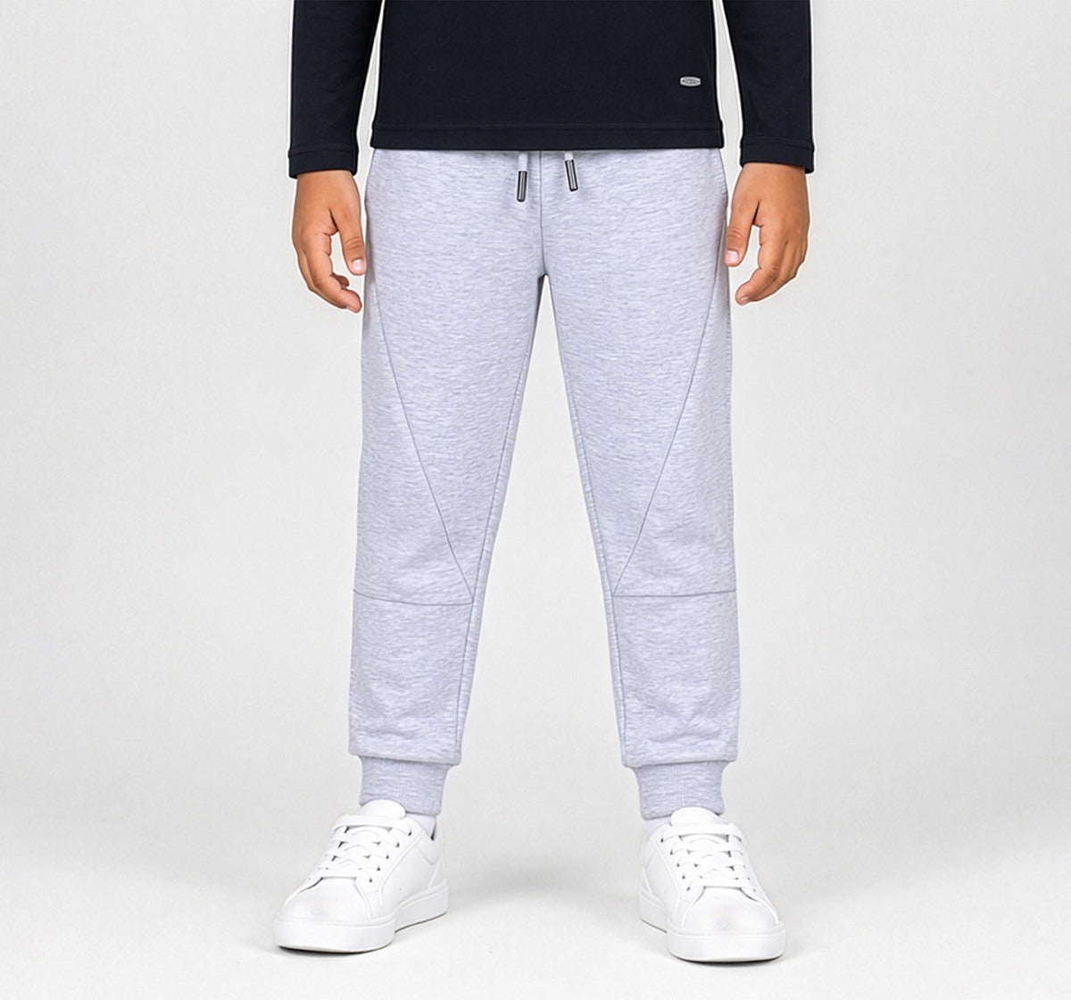 Knit Jogger with Cut and Sew Detail Grey