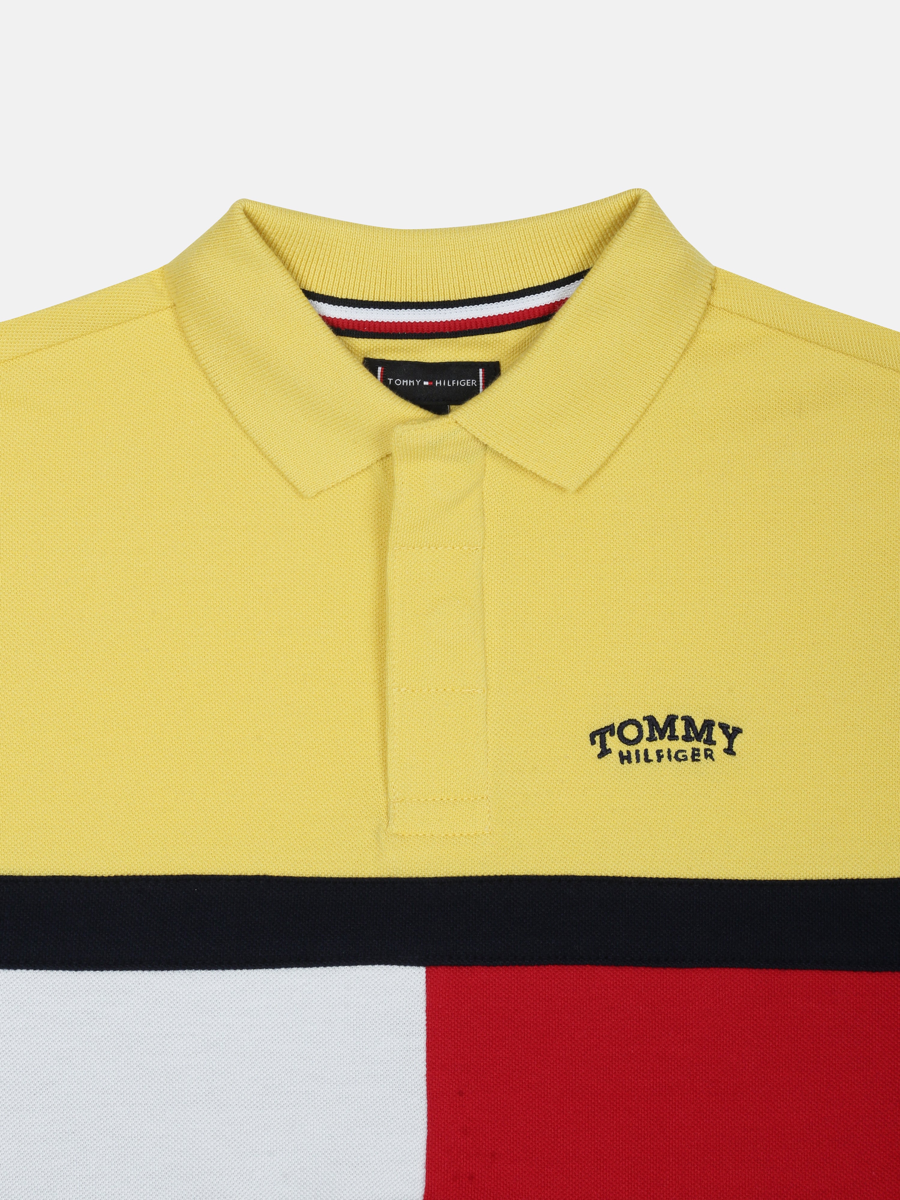 Girls Yellow Colorblock Regenerative Cotton Polo Knit Top