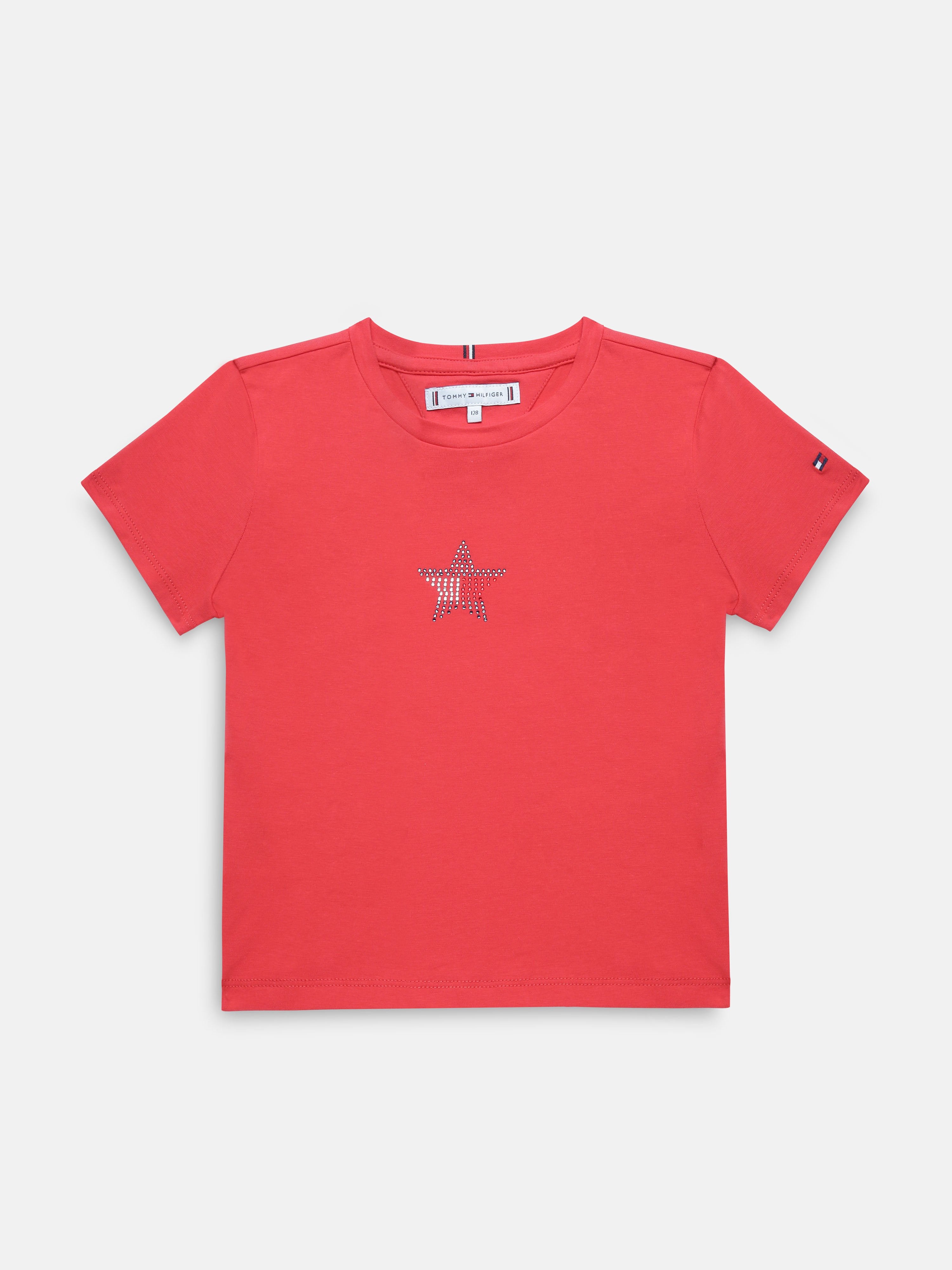 Boys Red Solid Crew Neck Knit T-Shirt