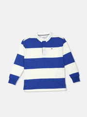 Striped Blue Regenerative Cotton Polo T-Shirt for Boys