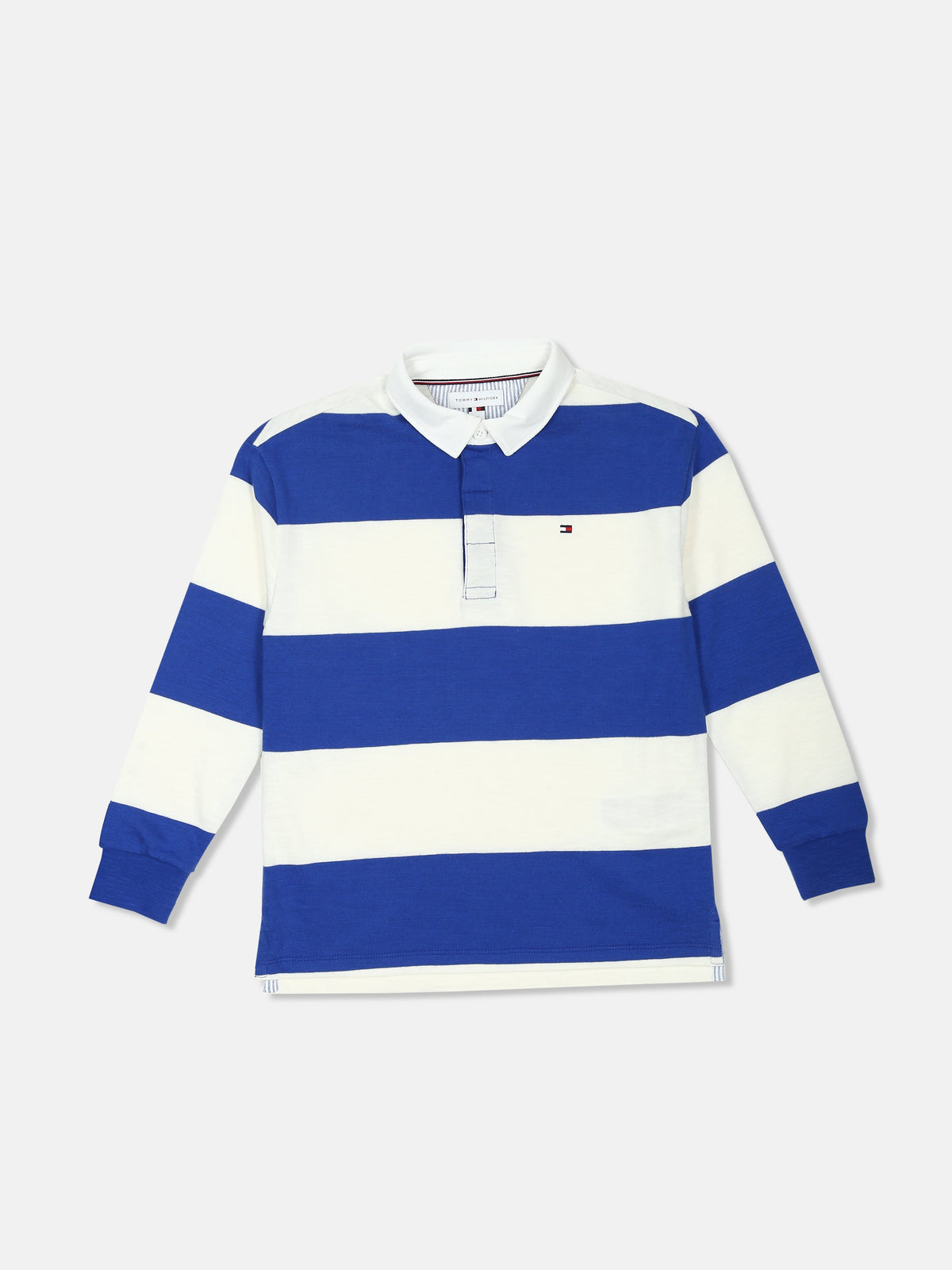 Striped Blue Regenerative Cotton Polo T-Shirt for Boys