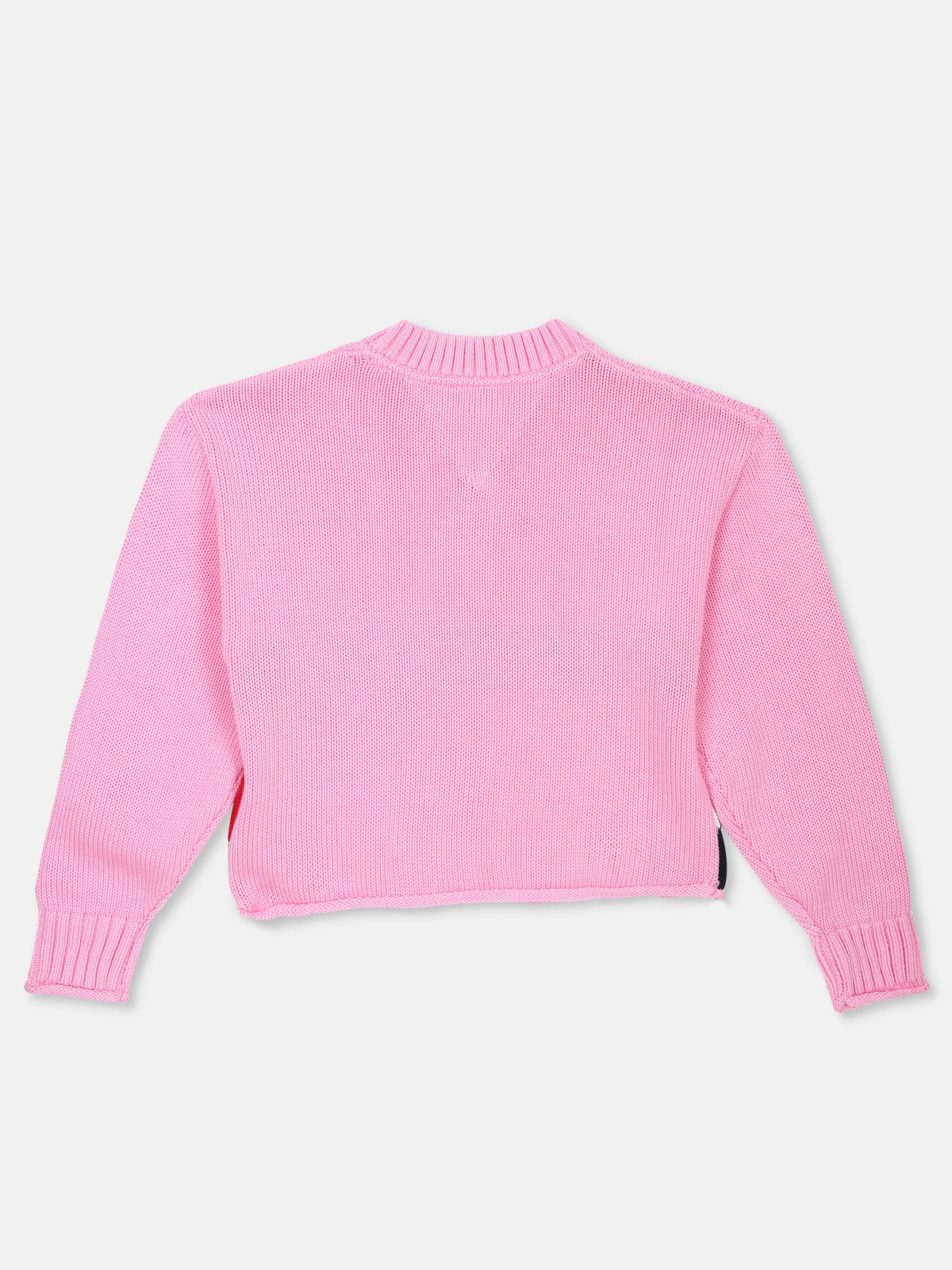 Girls Relaxed Fit Cotton Crew Neck Sweater Pink Daisy