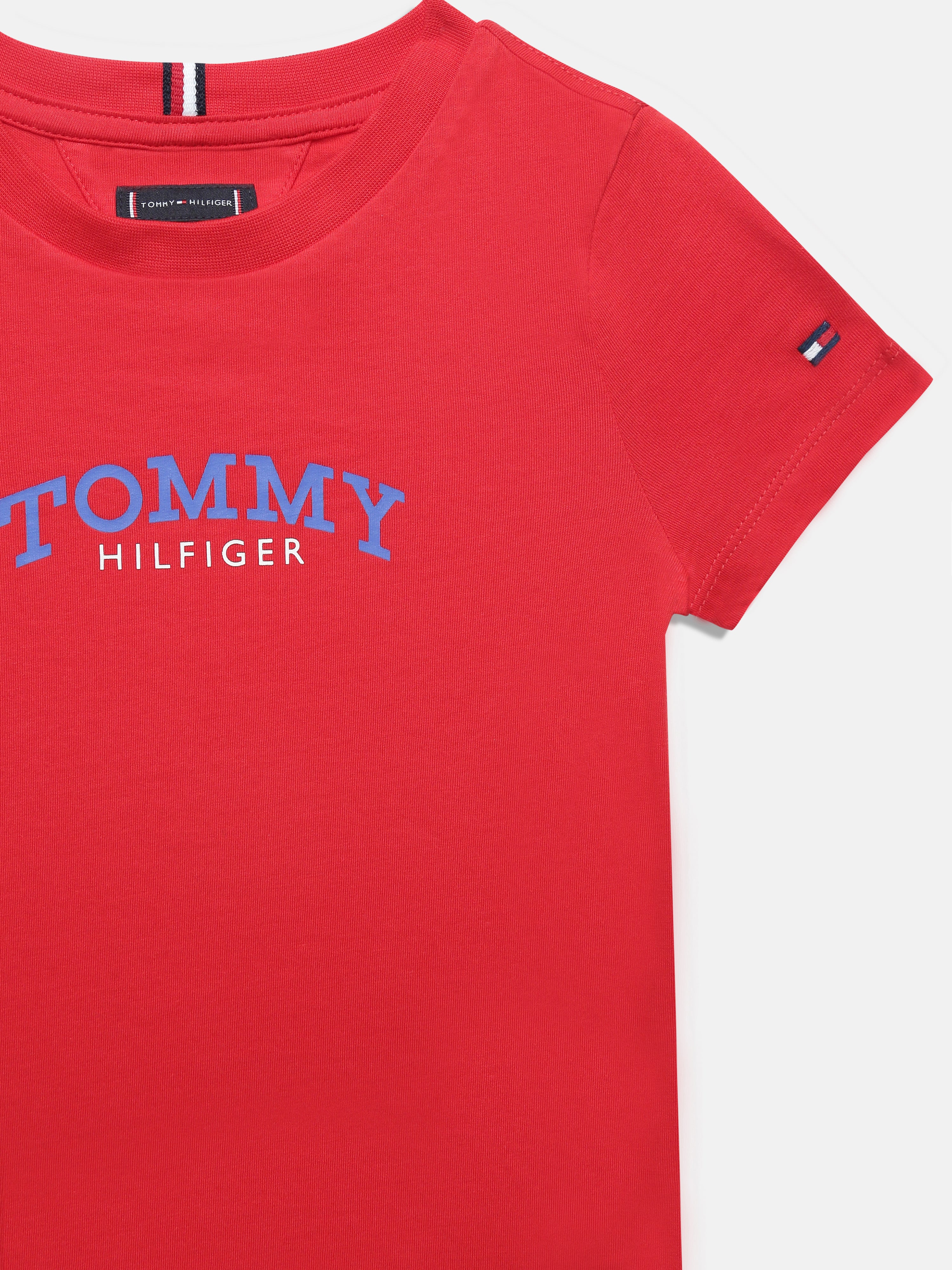 Boys Red Classic Logo Cotton Crew Neck Knit Top