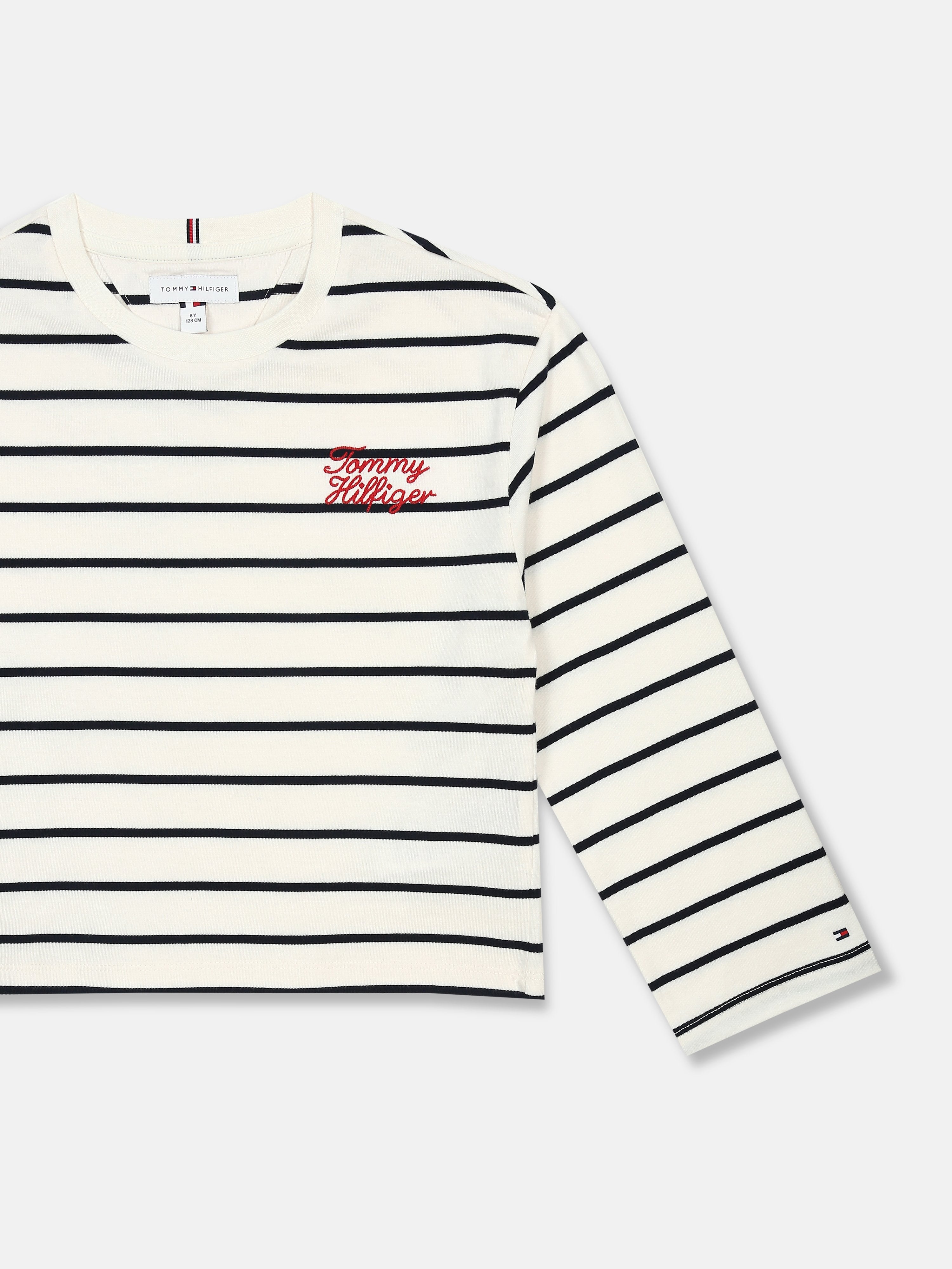 Striped Logo T-Shirt for Girls White