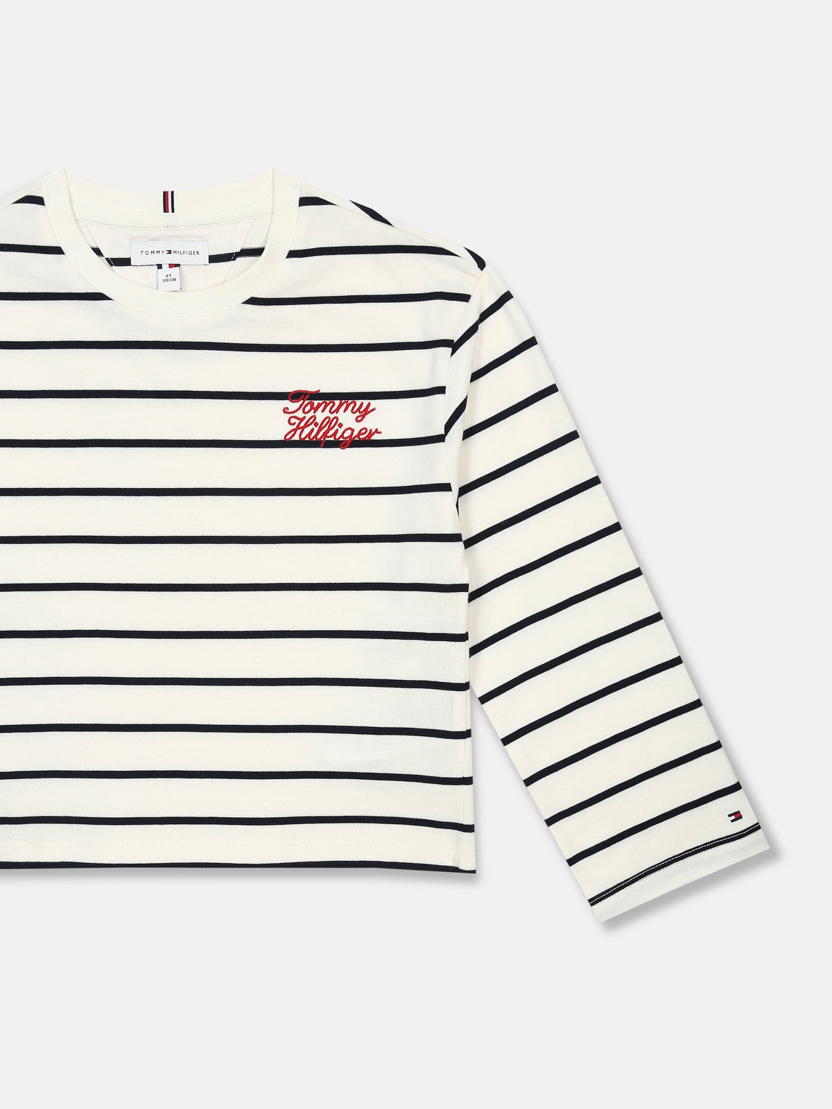 Girls Logo Striped Relaxed Fit Cotton T-Shirt White Stripes