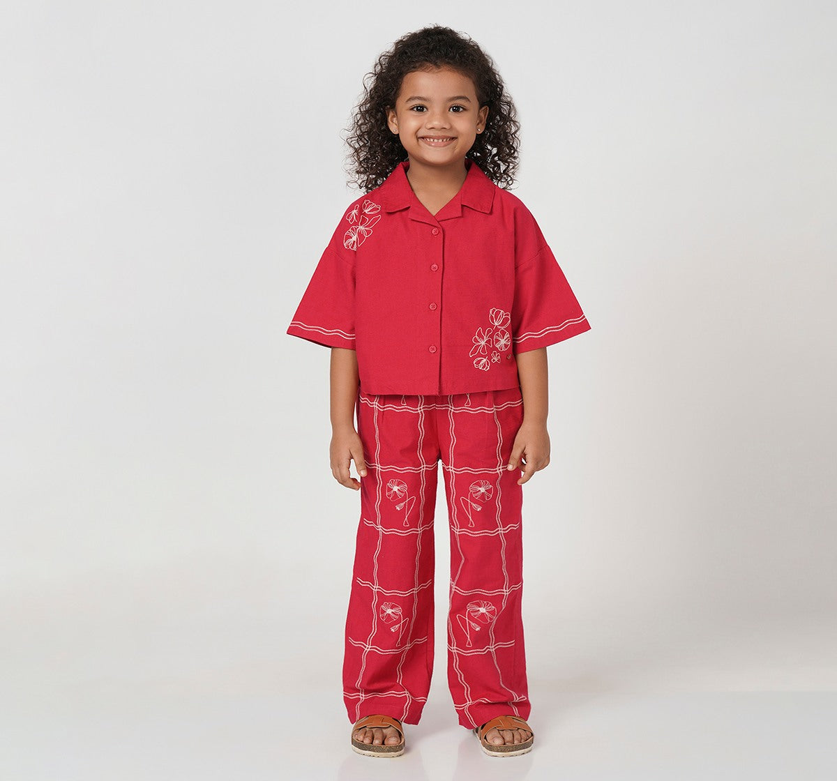Embroidered Shirt and Bottom Set