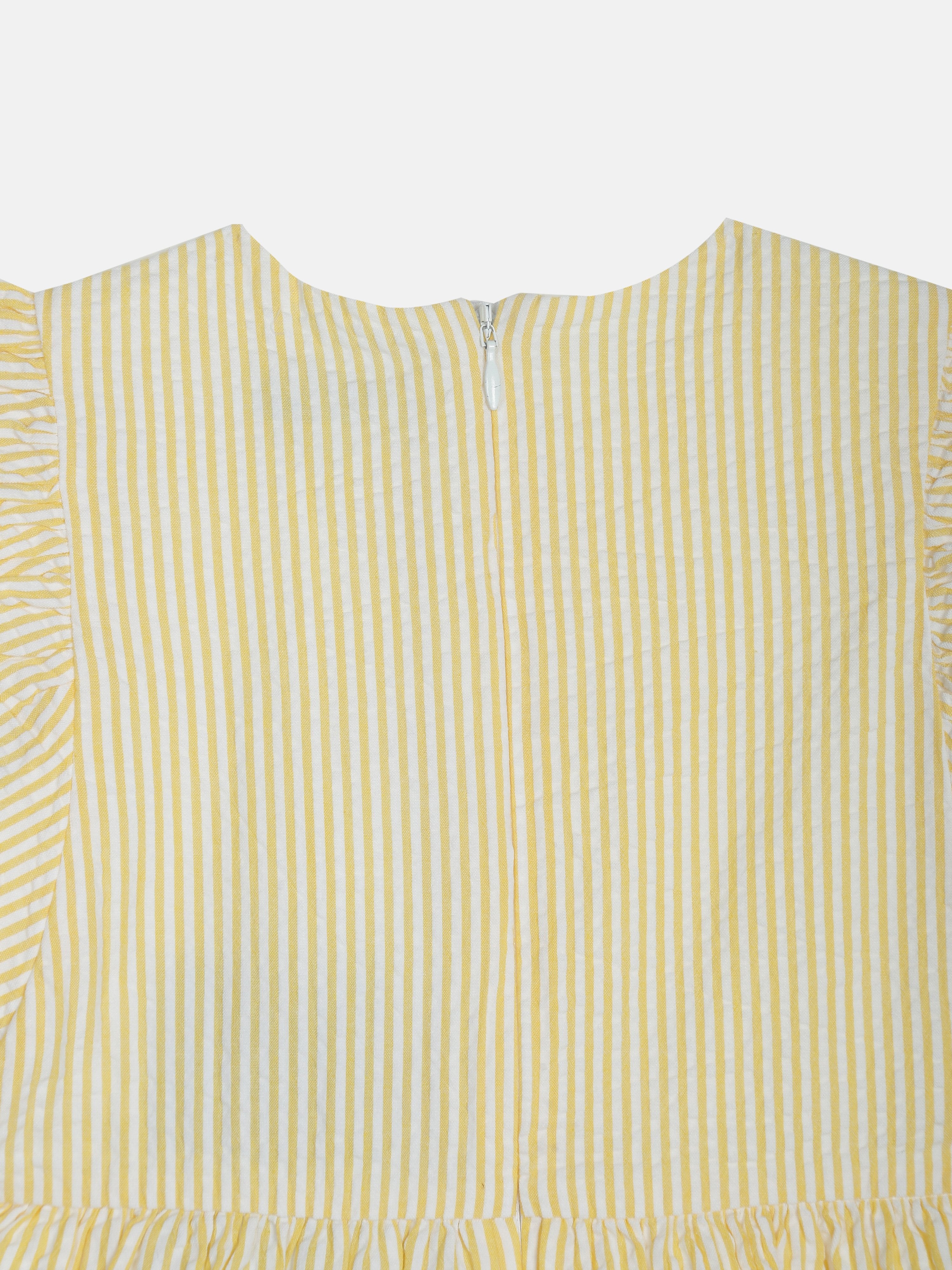 Girls Yellow Striped Knee-Length A-Line Dress
