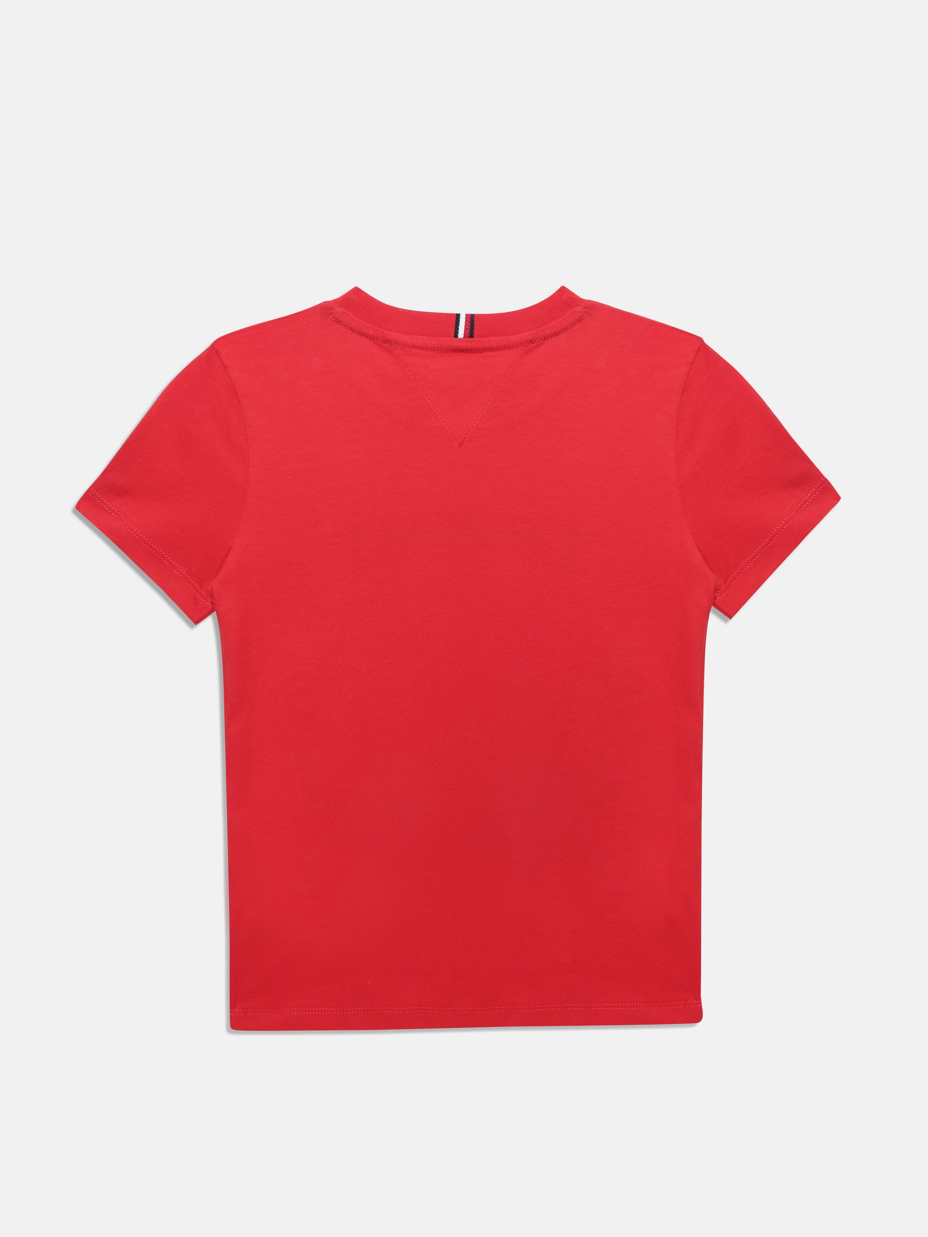 Boys Red Logo Print Crew Neck Knit T-Shirt