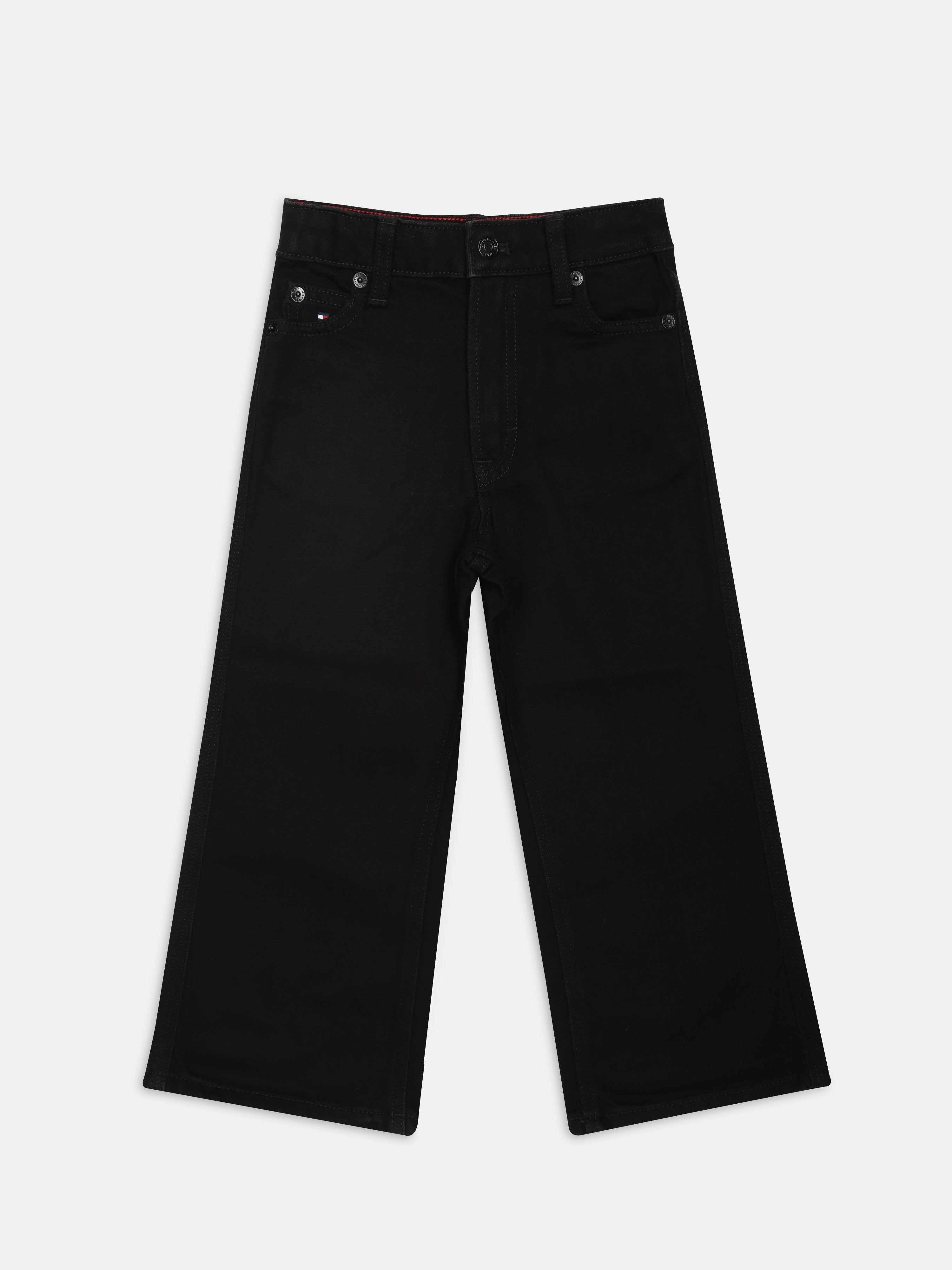 Girls Black Straight Fit Denim Jeans with Soft Blend