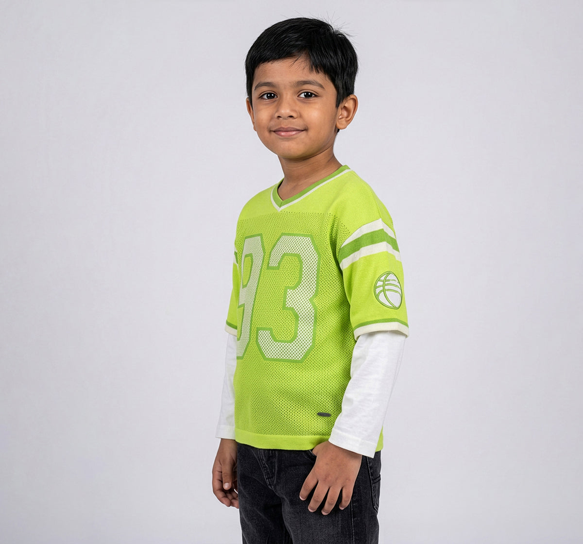 Flatknit T-Shirt with Doctor Sleeve Neon Green