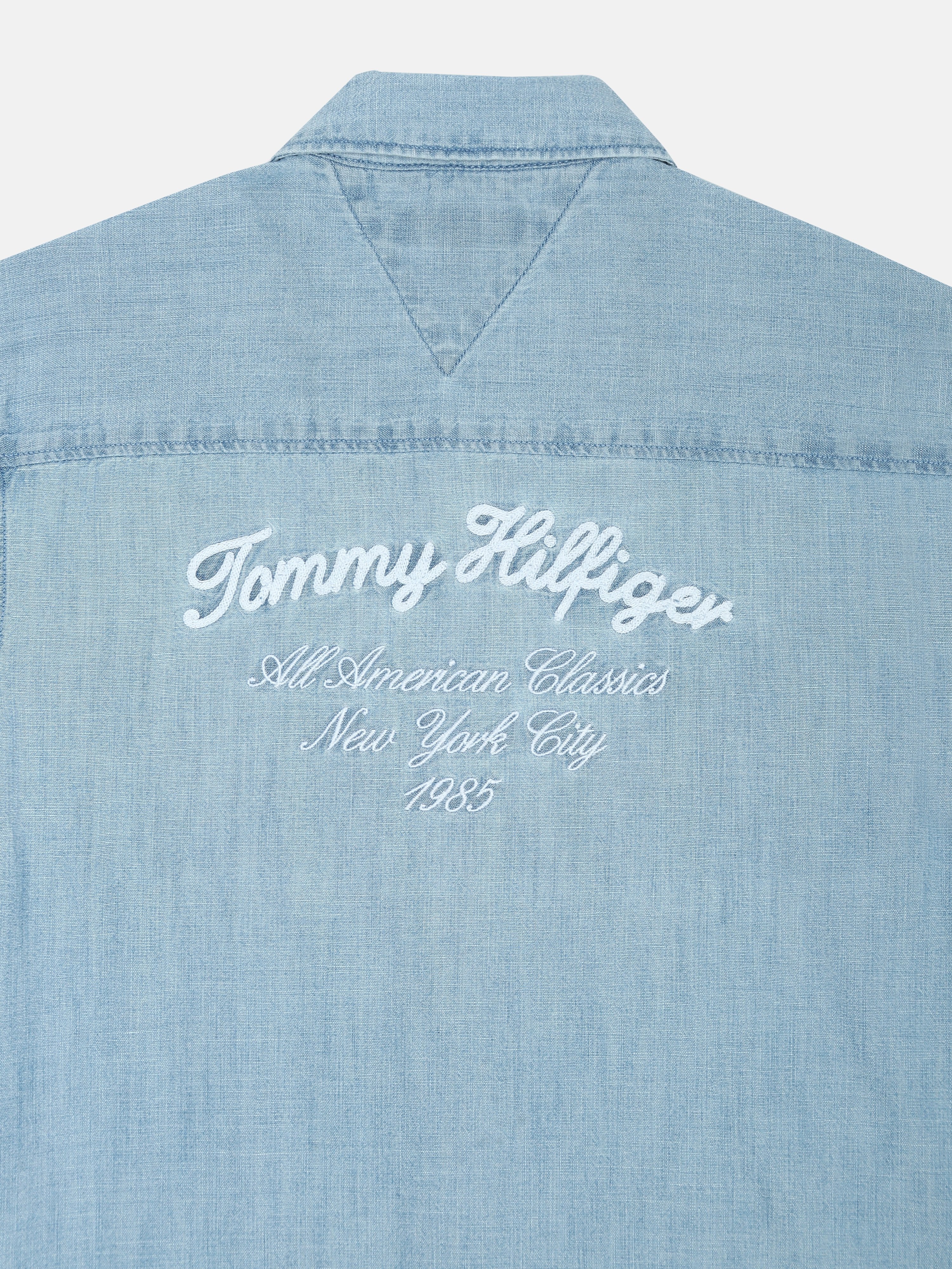 Embroidered Logo Blue Better Cotton Denim Shirt for Boys
