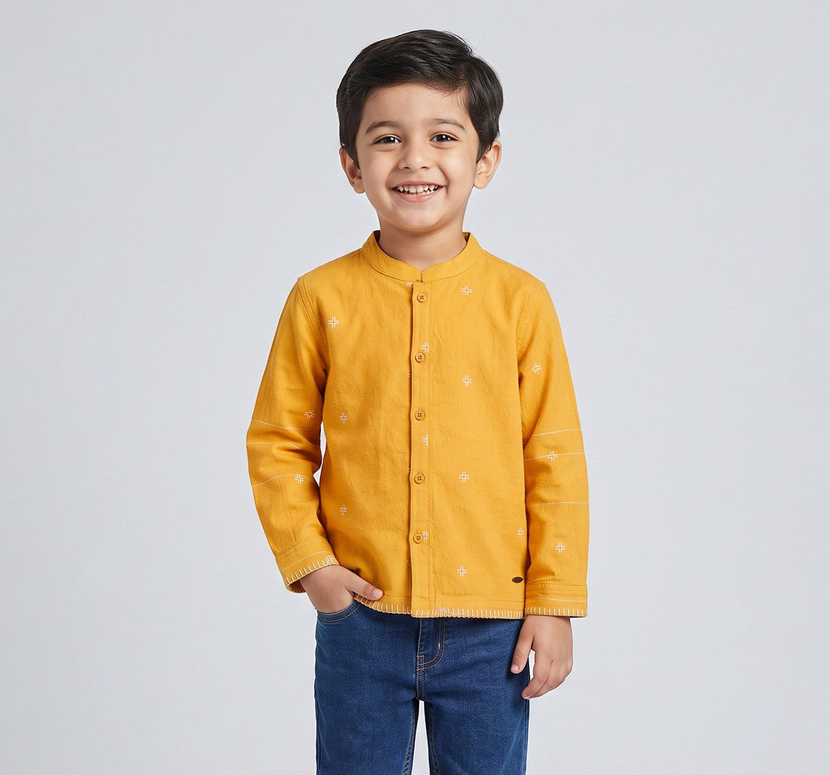 All Over Embroidered Shacket Yellow