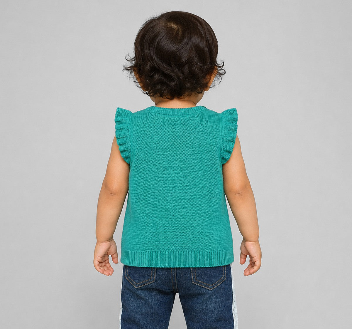 Embroidered Flatknit Vest & Rib Tee Green