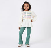 Woven Set with Smocking and Embroidery Green
