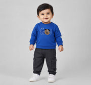 Sweatshirt with Terry Embroidery Blue