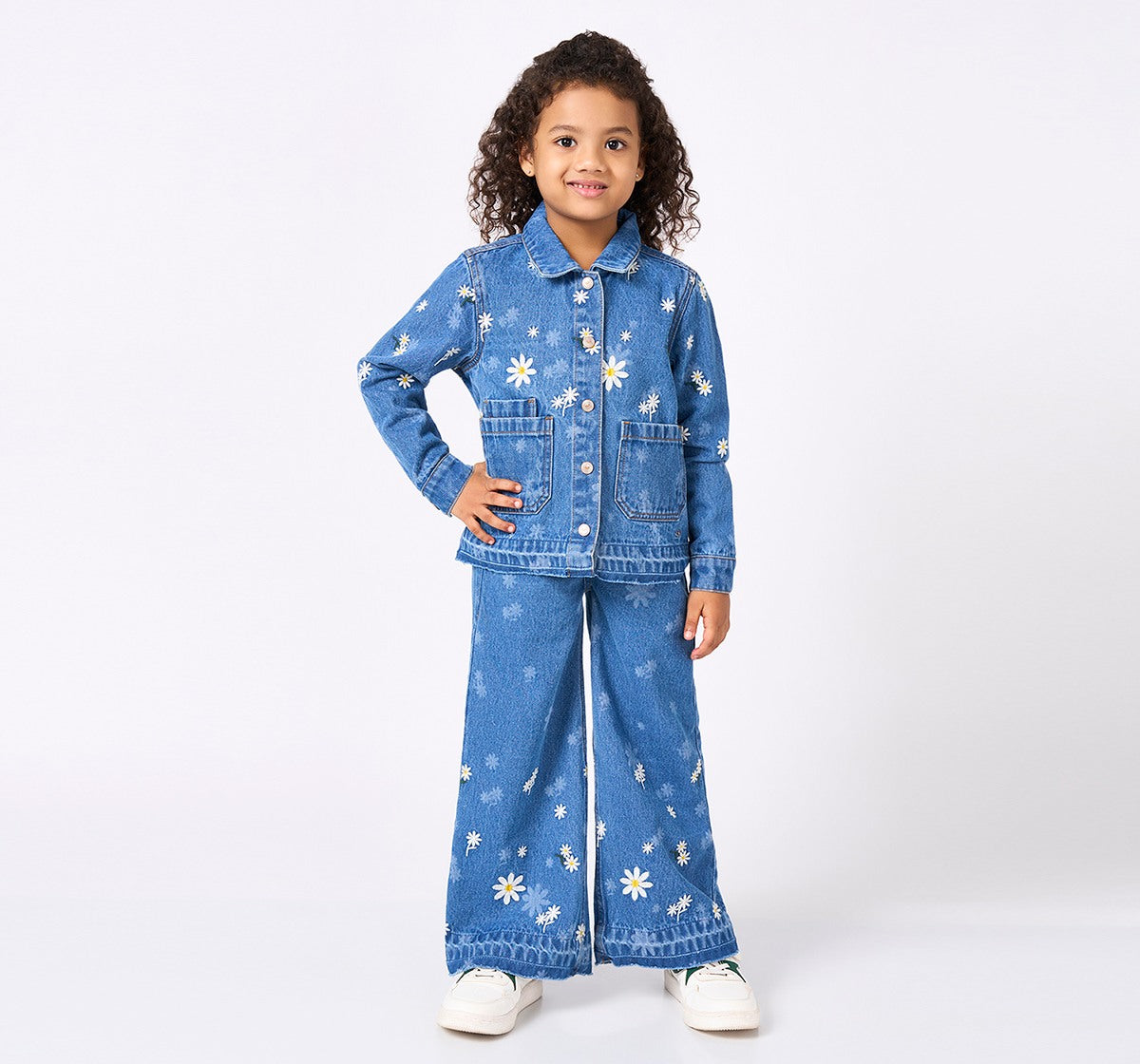 Regular Length Laser Print Emb Shacket Blue