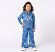 Regular Length Laser Print Emb Shacket Blue