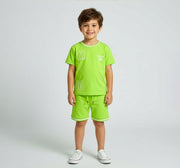 Boys Neon Green Varsity T-Shirt and Shorts Co-ord Set