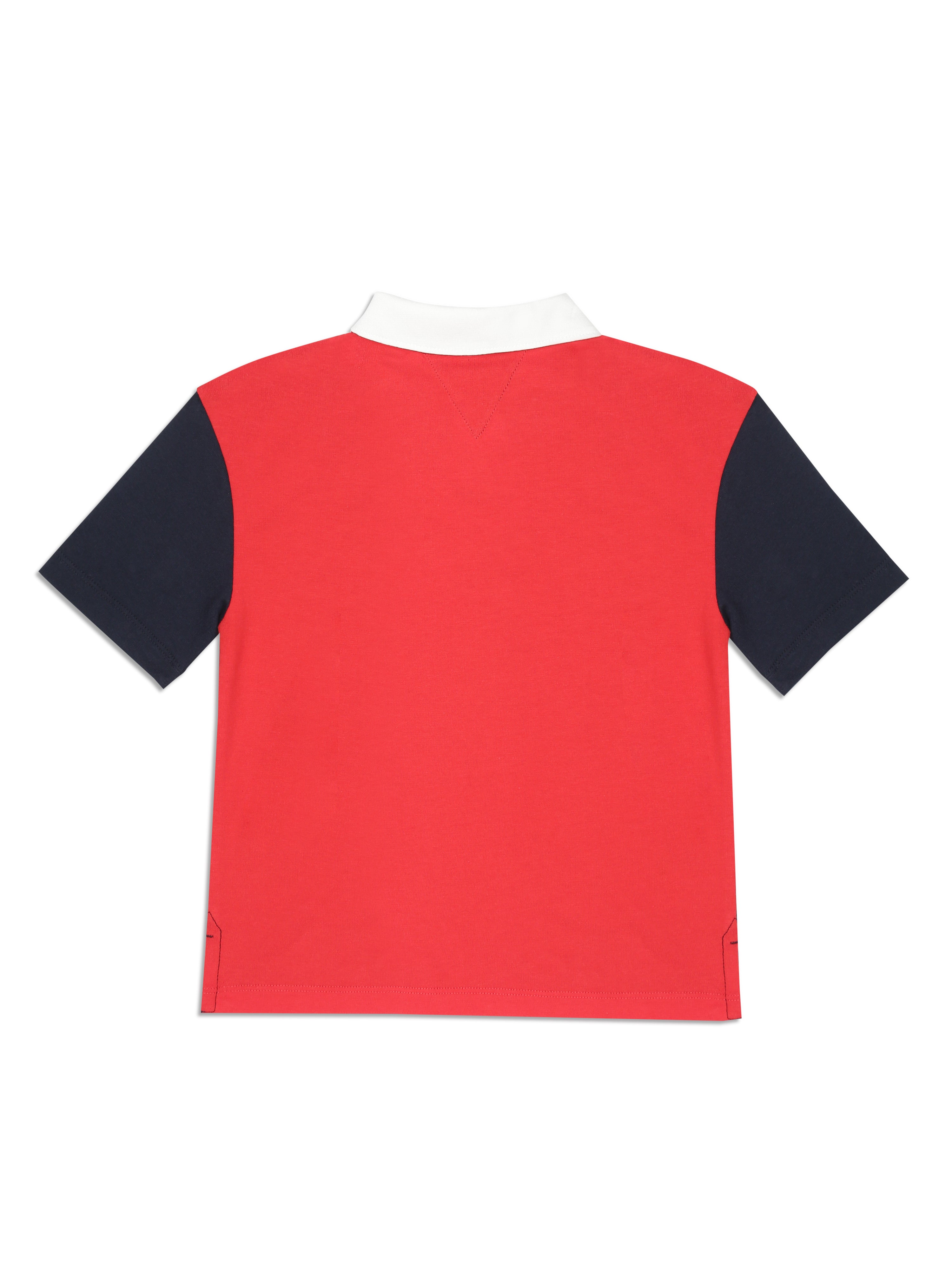 Boys Navy Colorblock Cotton Polo Knit Top