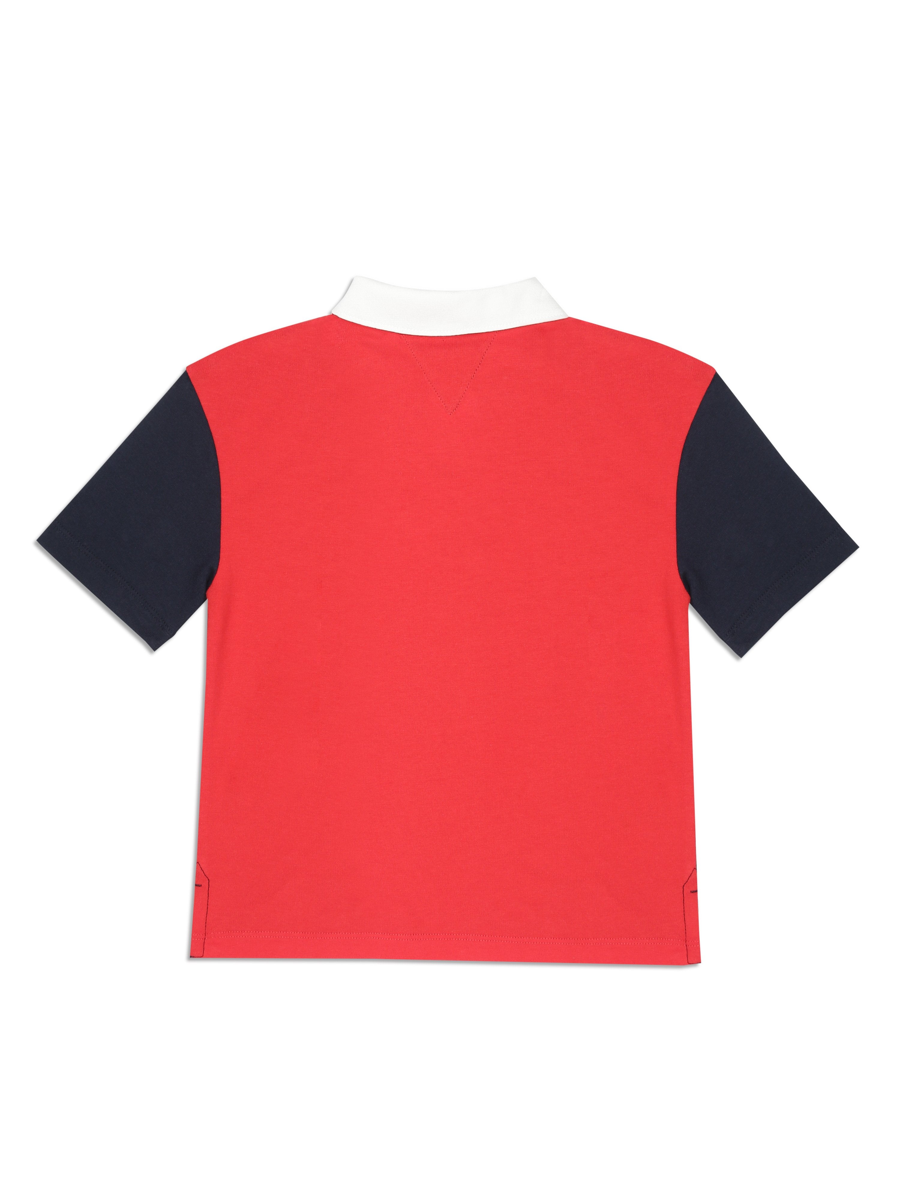 Boys Navy Colorblock Polo Collar Knit T-Shirt