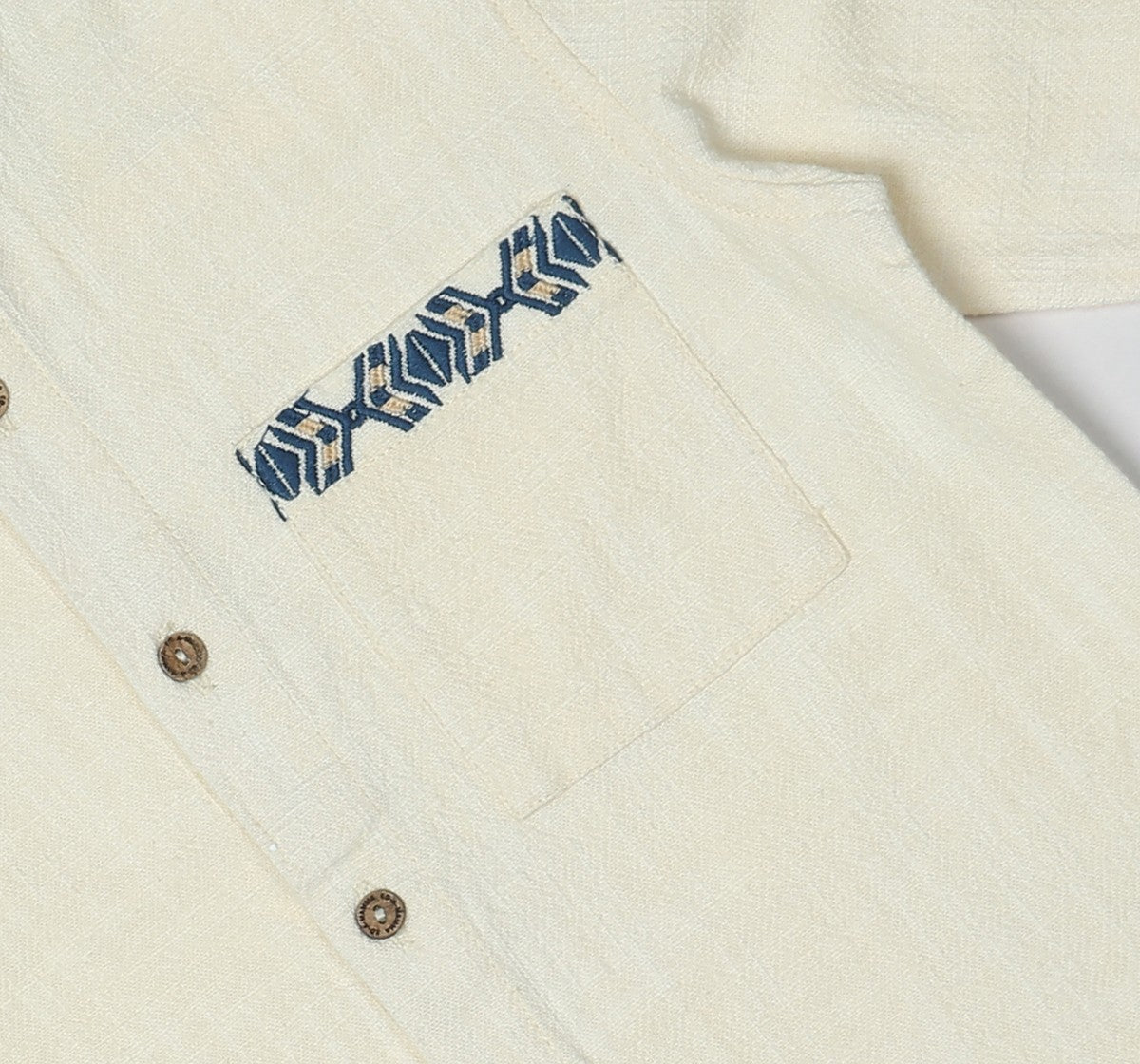 Full Sleeves Shirt Withembroidery Beige