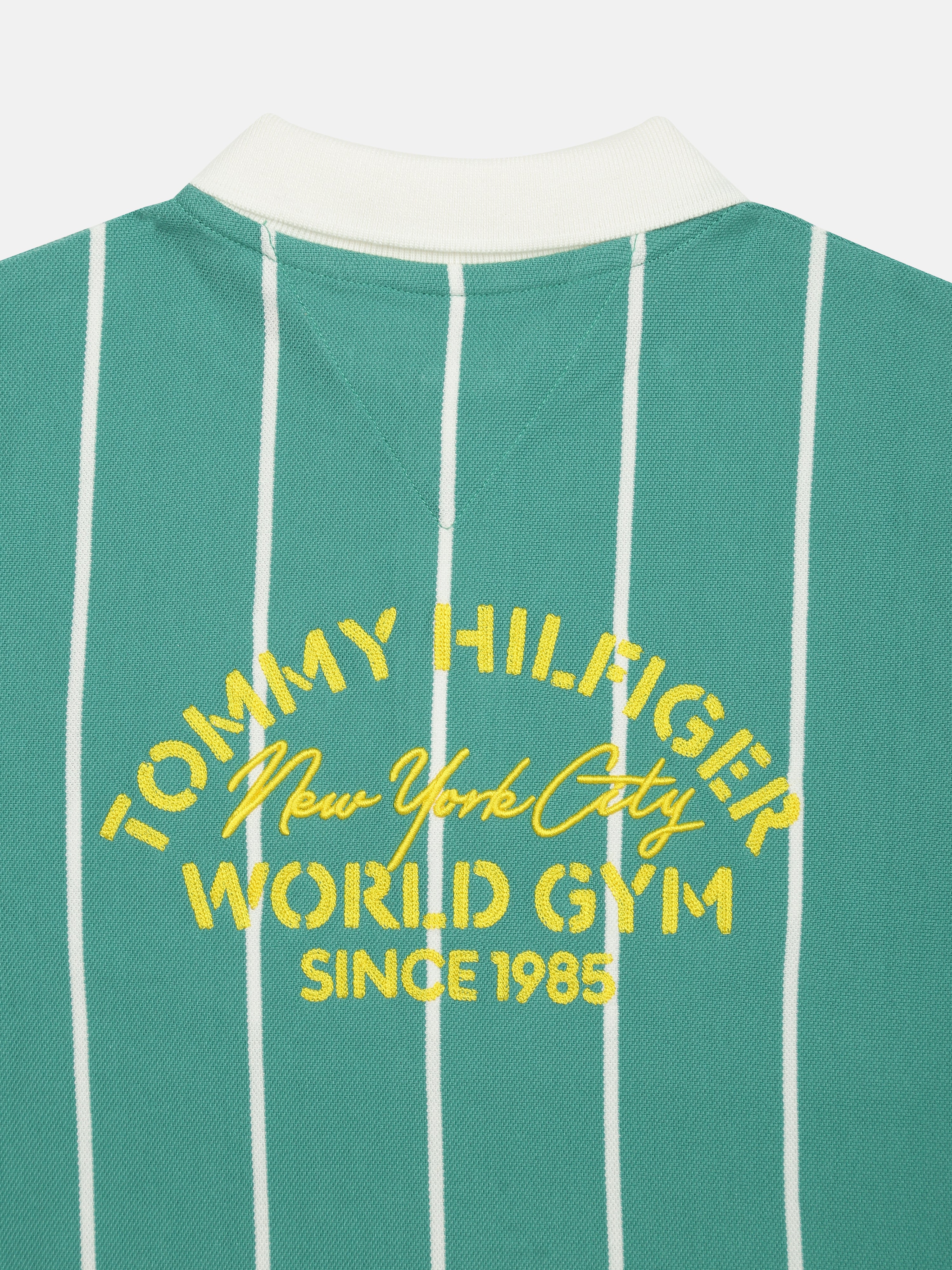 Boys Green Striped Polo Knit T-Shirt
